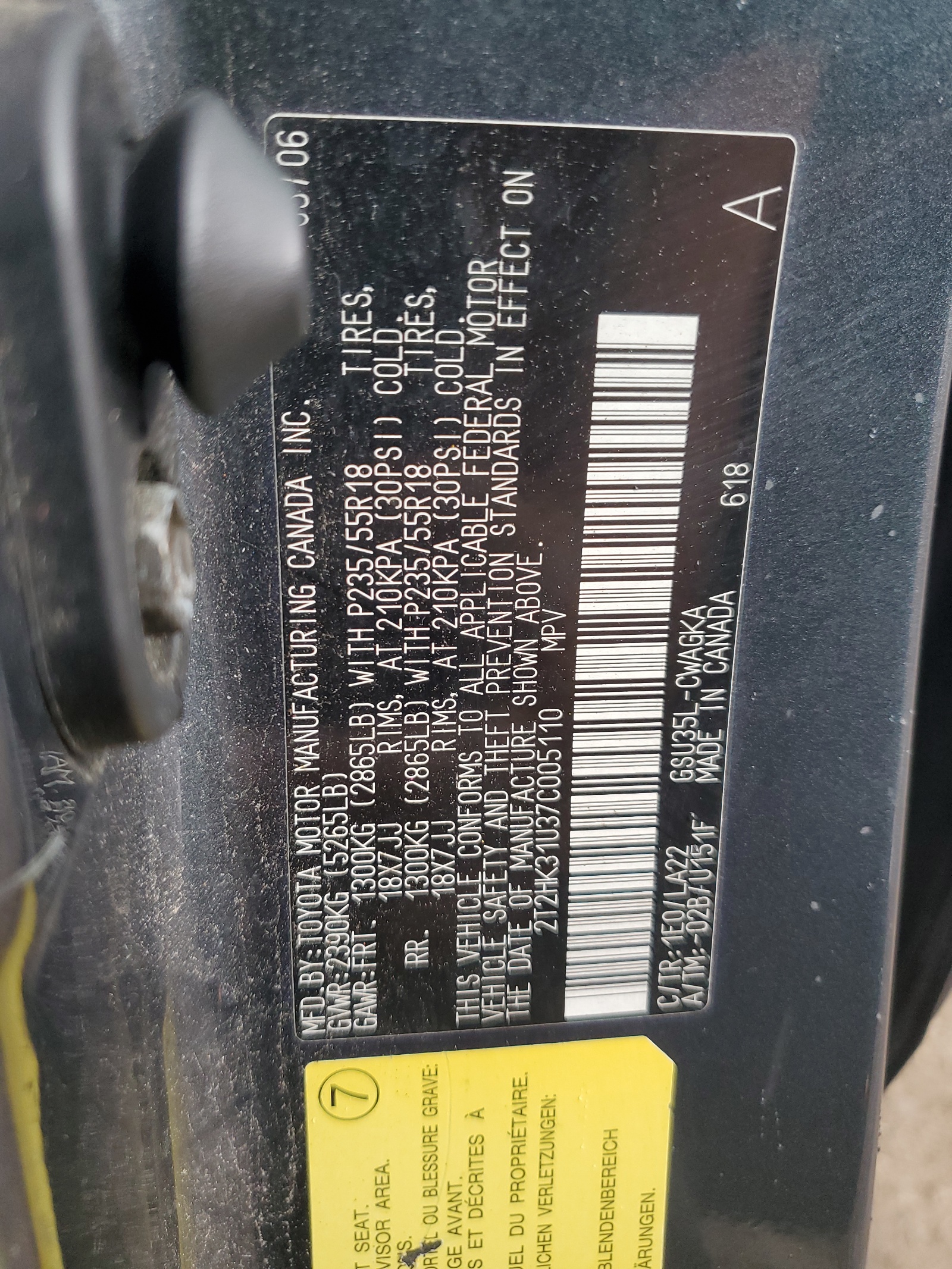 2T2HK31U37C005110 2007 Lexus Rx 350