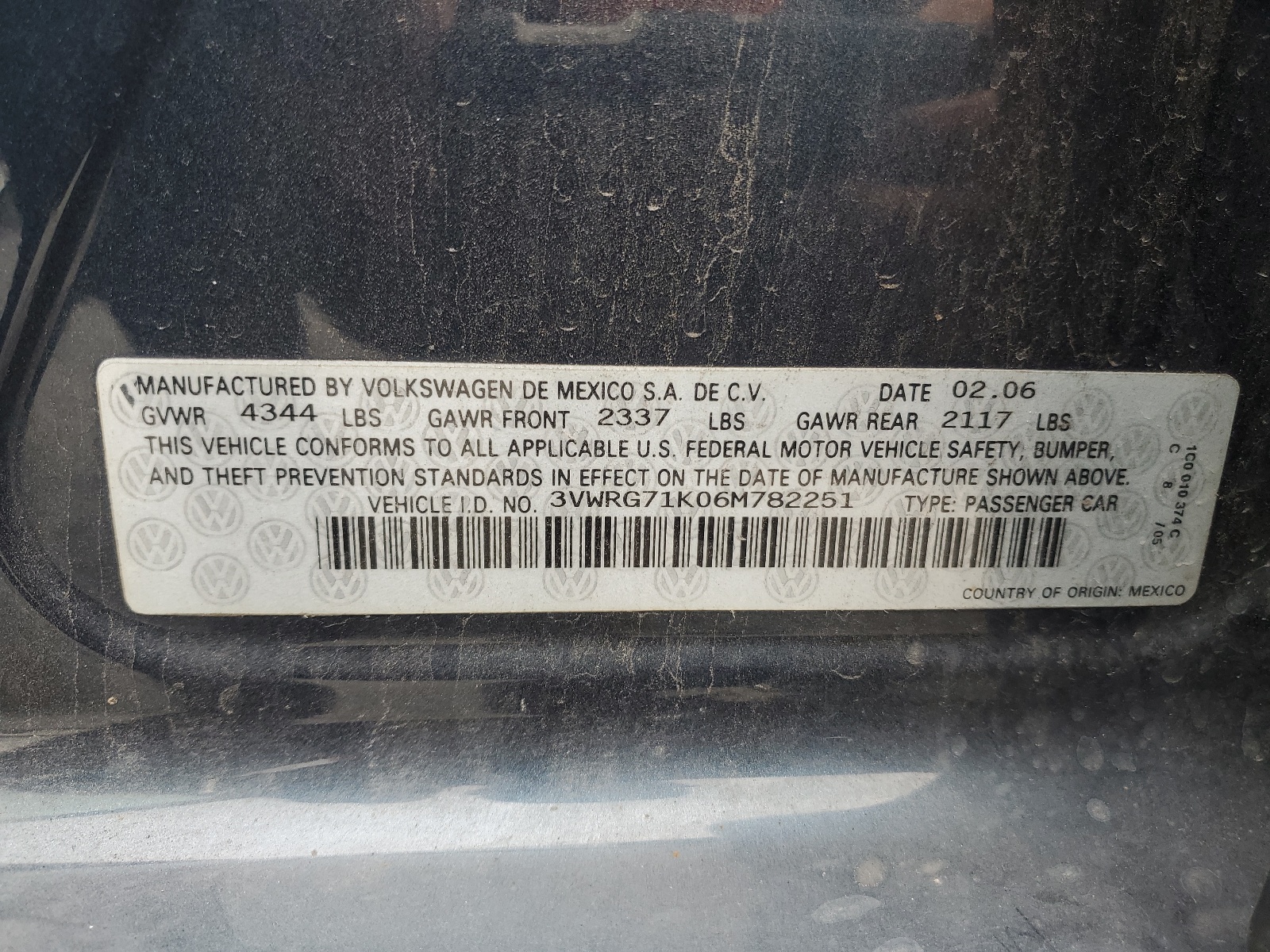 3VWRG71K06M782251 2006 Volkswagen Jetta 2.5