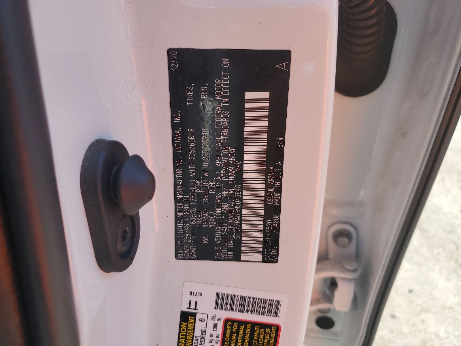 5TDZZRAH3MS043840 2021 Toyota Highlander L