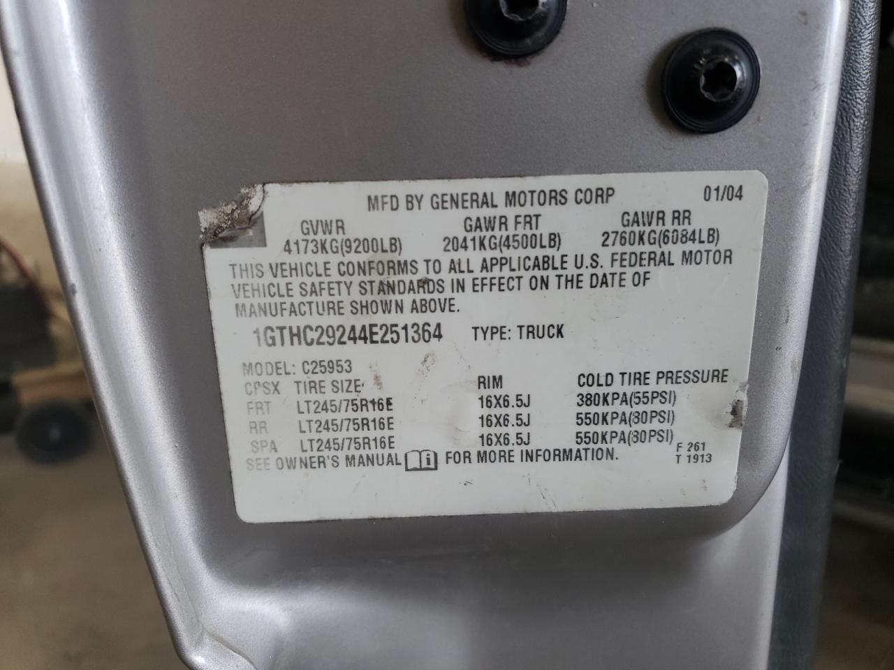 2004 GMC Sierra C2500 Heavy Duty VIN: 1GTHC29244E251364 Lot: 64983654