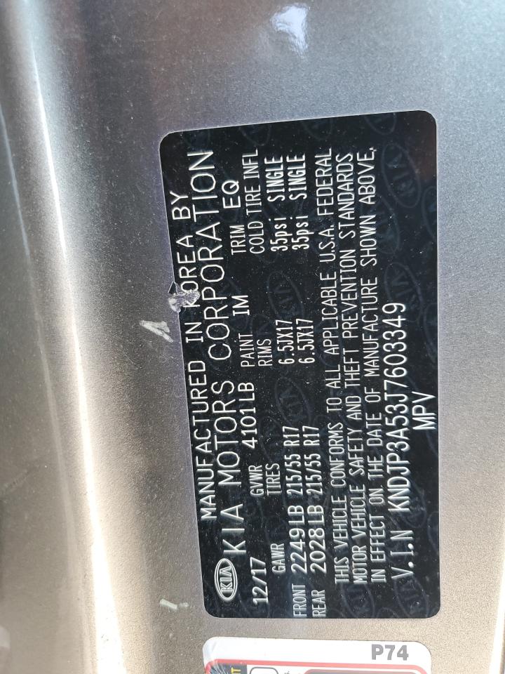 2018 Kia Soul + VIN: KNDJP3A53J7603349 Lot: 62325384