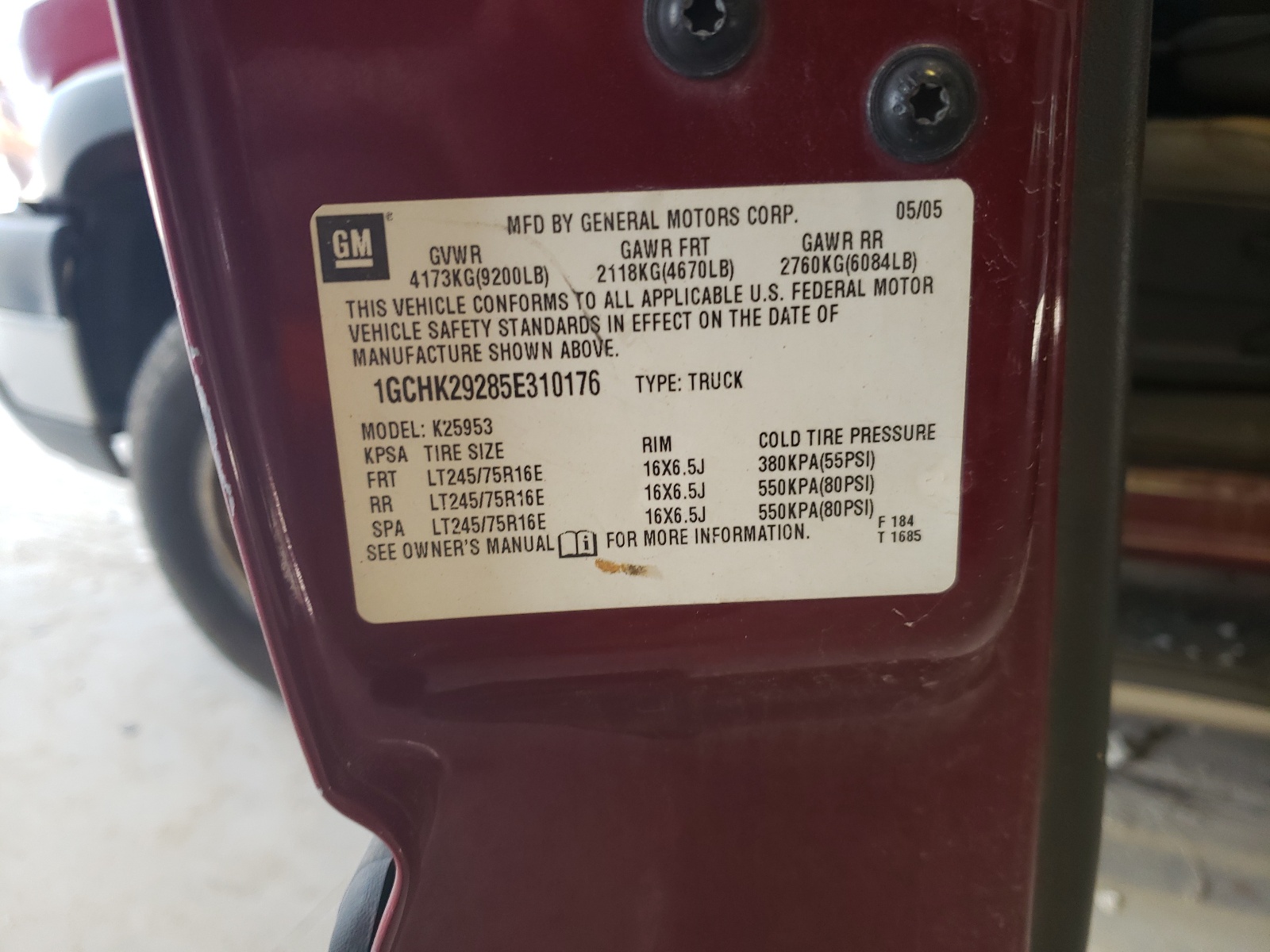 1GCHK29285E310176 2005 Chevrolet Silverado K2500 Heavy Duty