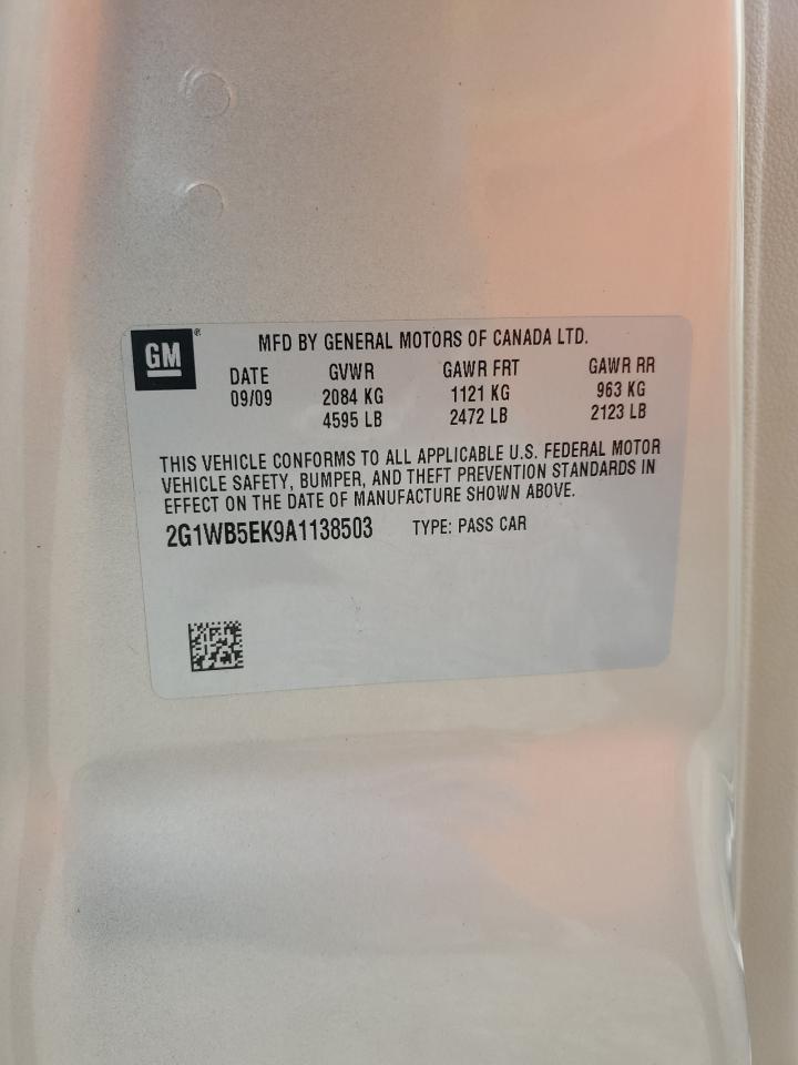 2010 Chevrolet Impala Lt VIN: 2G1WB5EK9A1138503 Lot: 61483454