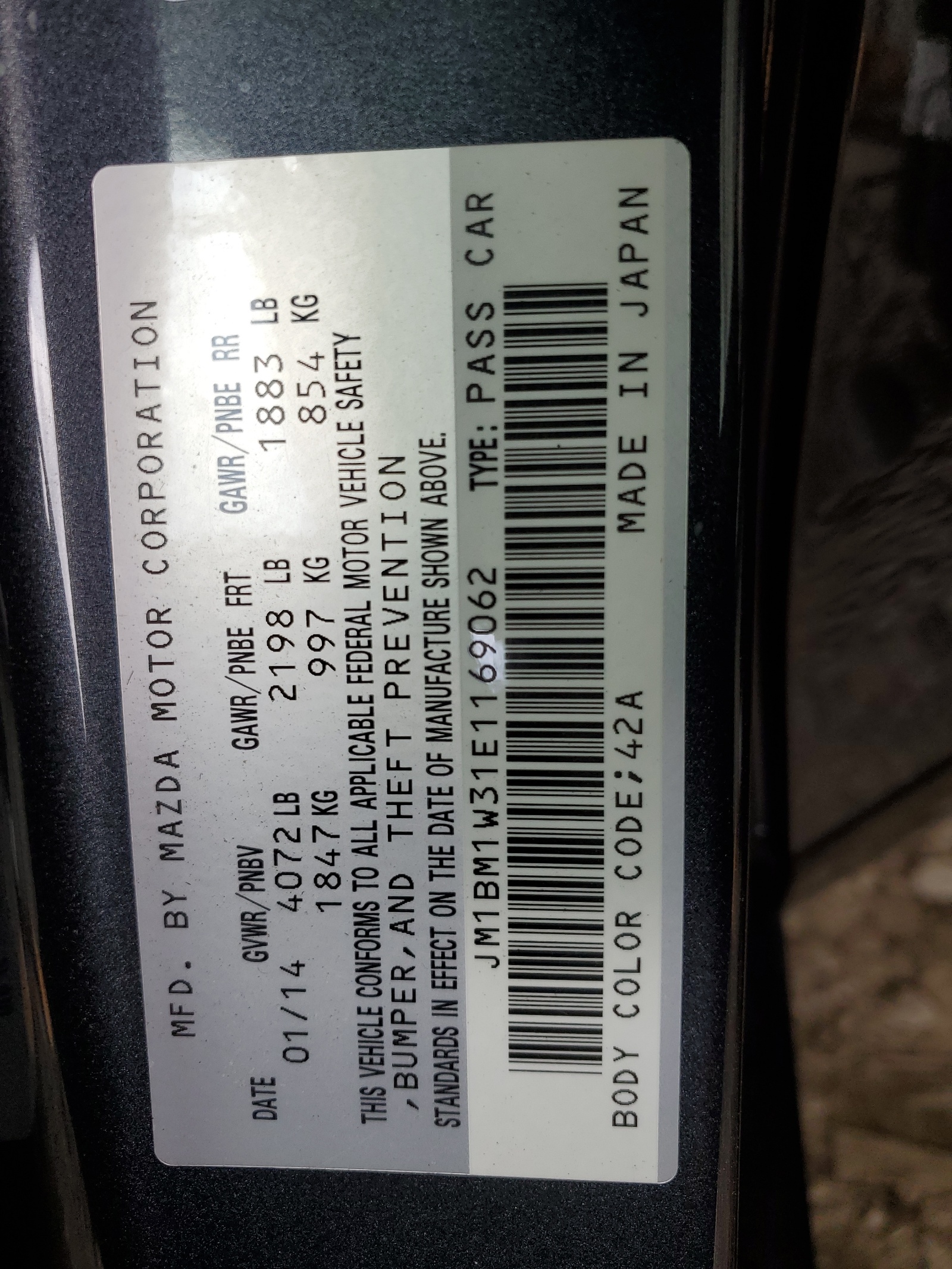 JM1BM1W31E1169062 2014 Mazda 3 Grand Touring