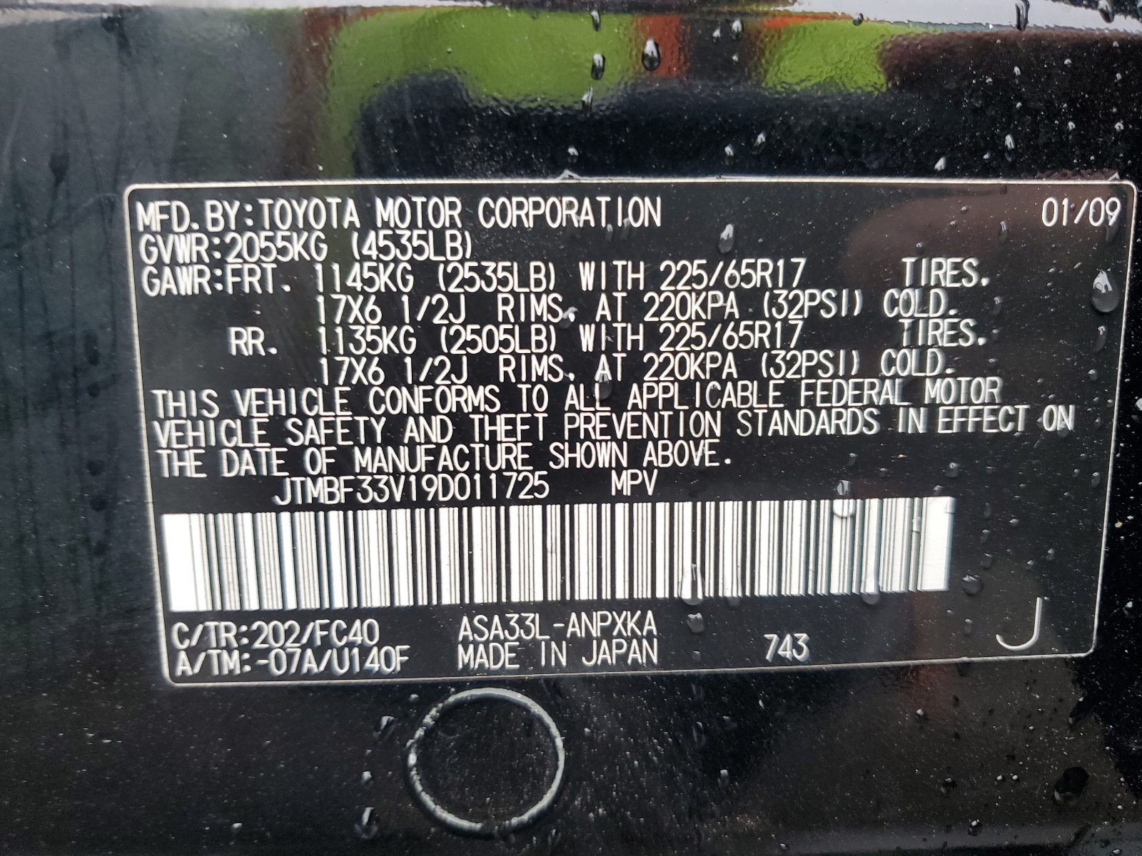 JTMBF33V19D011725 2009 Toyota Rav4