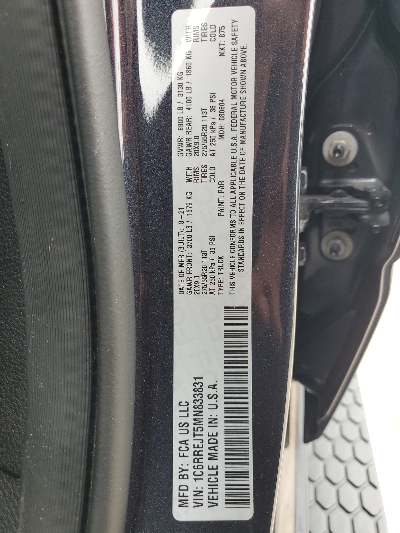 1C6RREJT5MN833831 2021 Ram 1500 Laramie