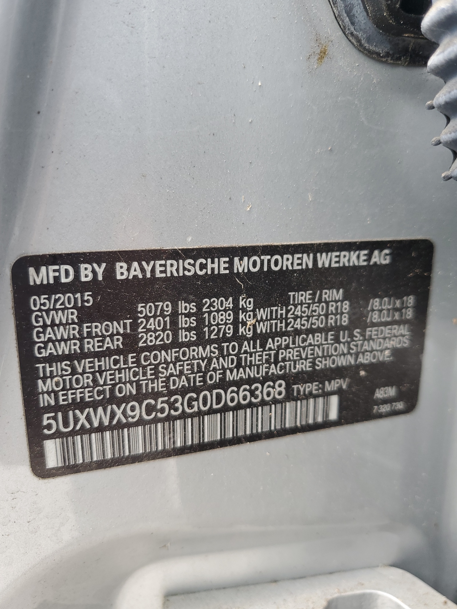 2016 BMW X3 xDrive28I vin: 5UXWX9C53G0D66368