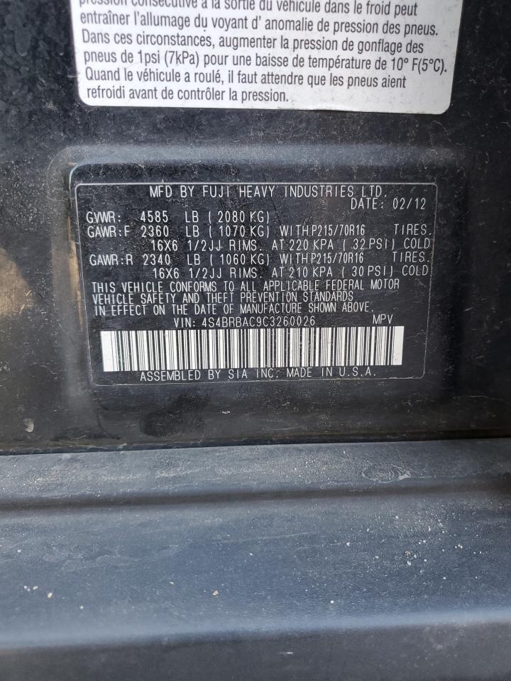 2012 Subaru Outback 2.5I VIN: 4S4BRBAC9C3260026 Lot: 64119534