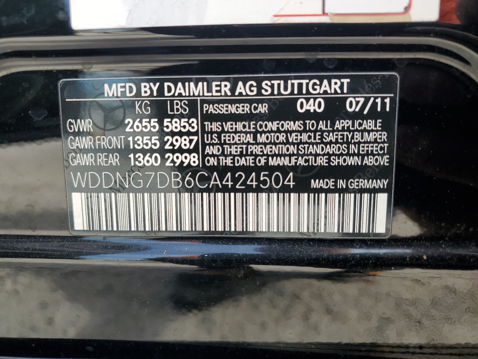 WDDNG7DB6CA424504 2012 Mercedes-Benz S 550