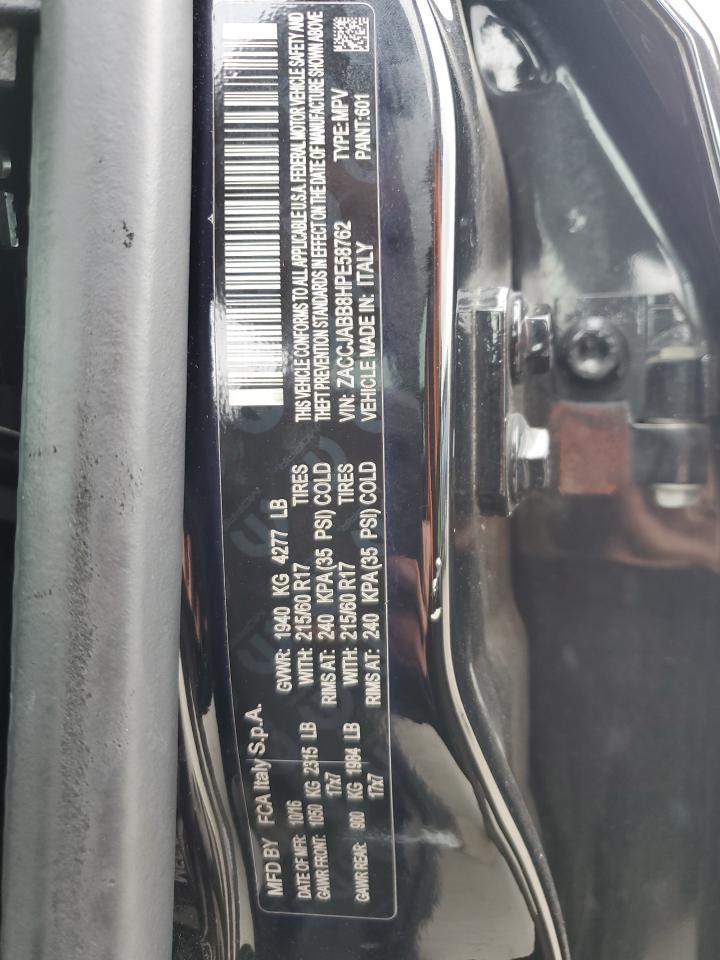 2017 Jeep Renegade Latitude VIN: ZACCJABB8HPE58762 Lot: 64999054