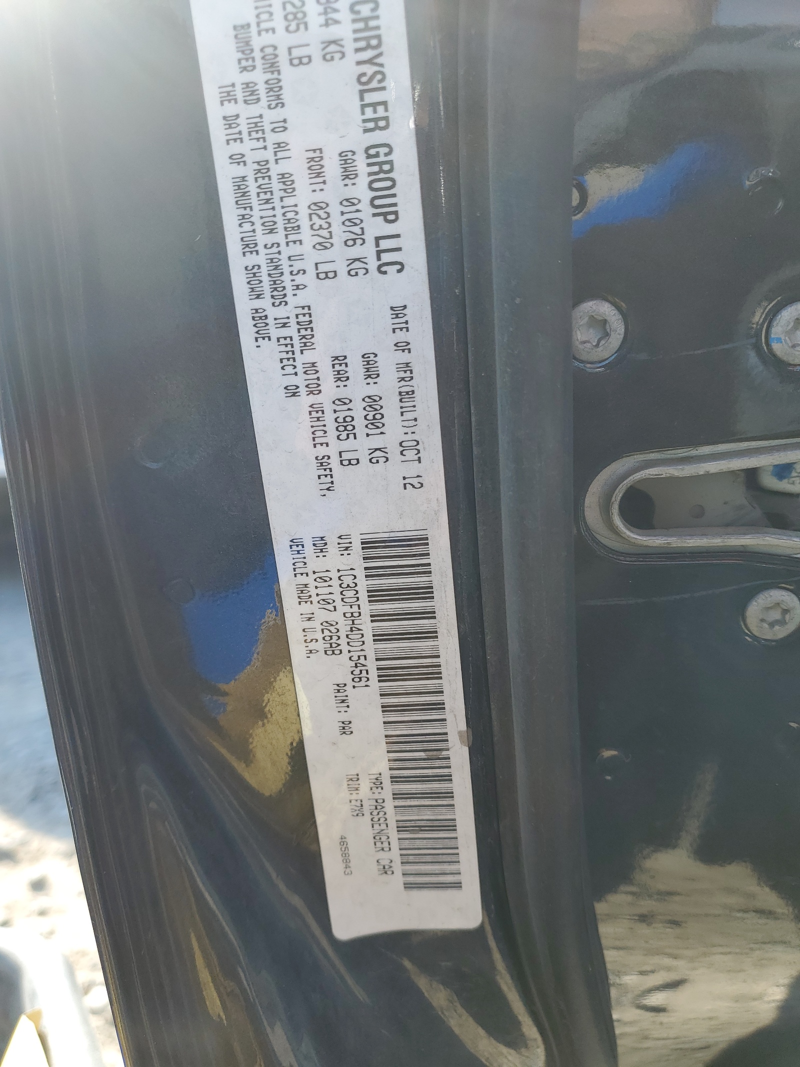 1C3CDFBH4DD154561 2013 Dodge Dart Sxt