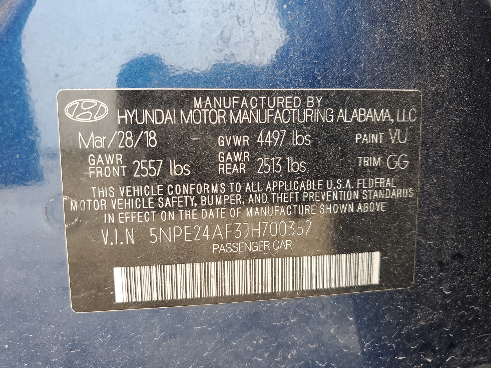 5NPE24AF3JH700352 2018 Hyundai Sonata Se