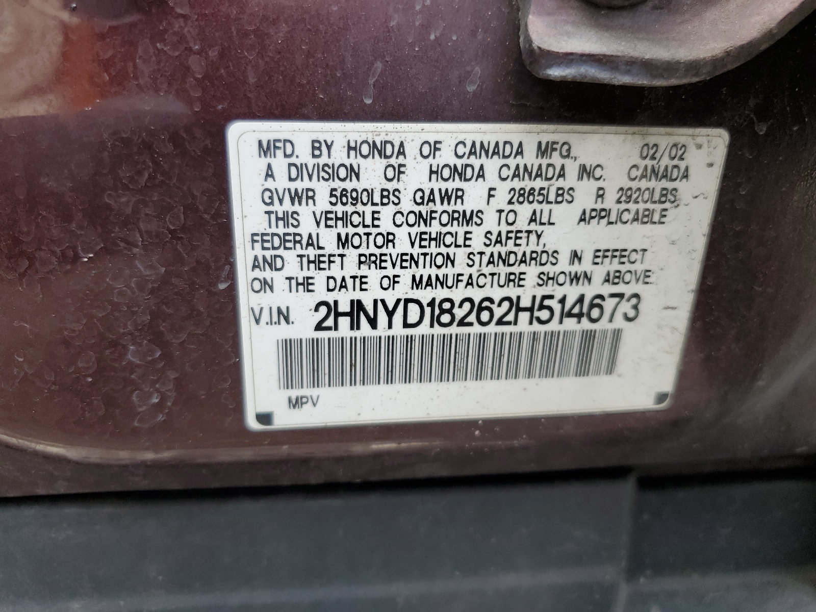 2HNYD18262H514673 2002 Acura Mdx