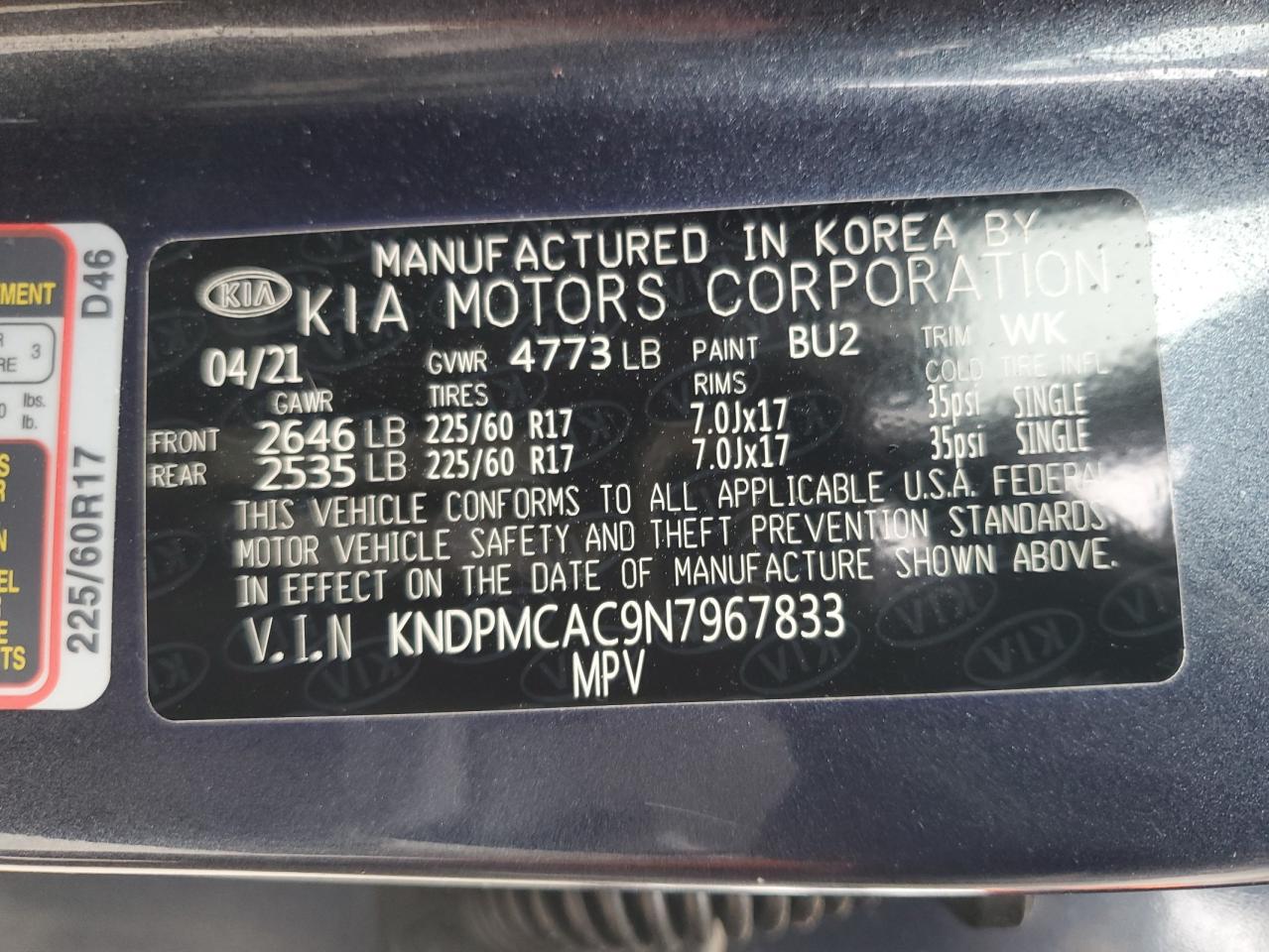 KNDPMCAC9N7967833 Kia Sportage L 16