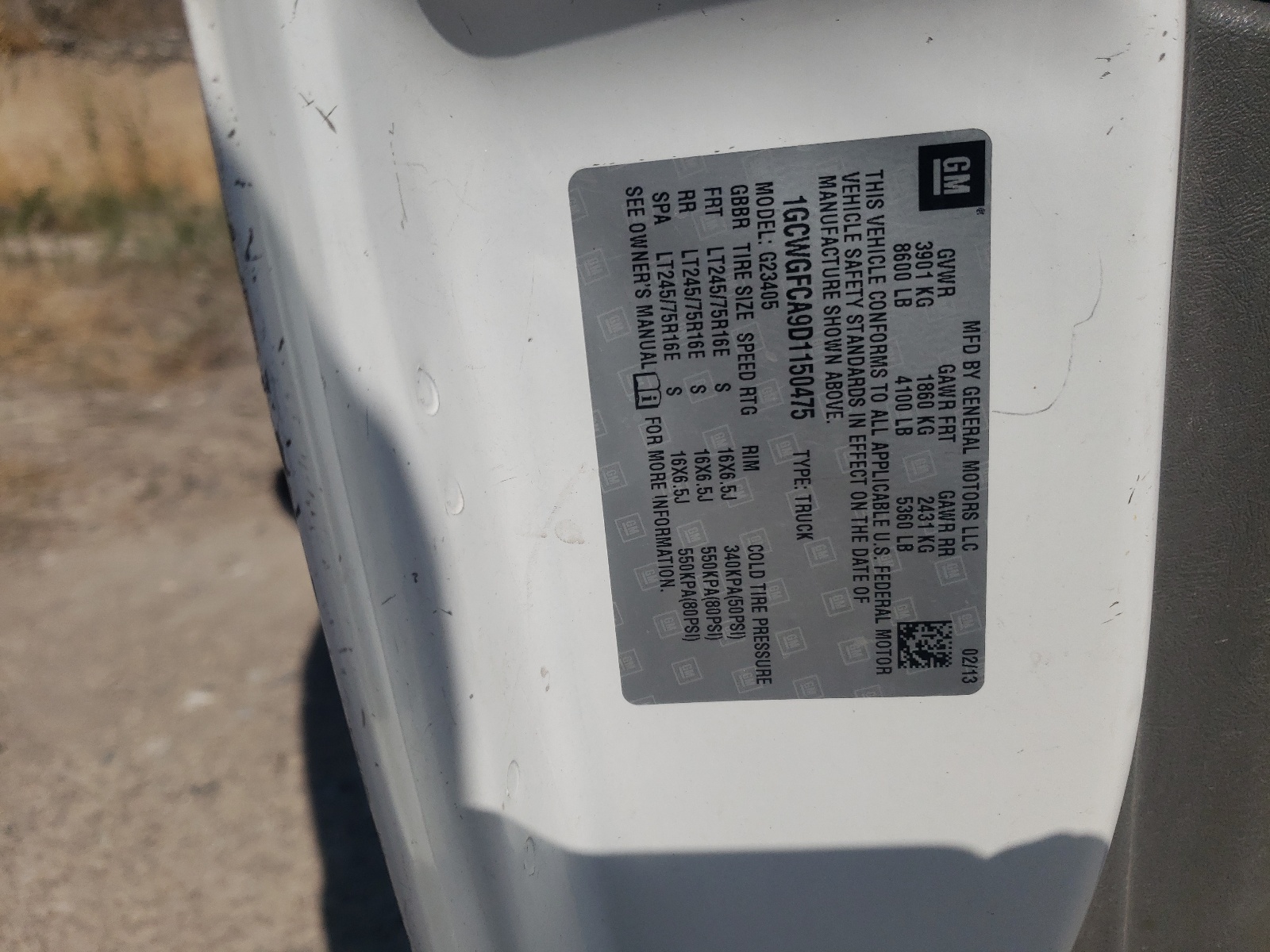 1GCWGFCA9D1150475 2013 Chevrolet Express G2500