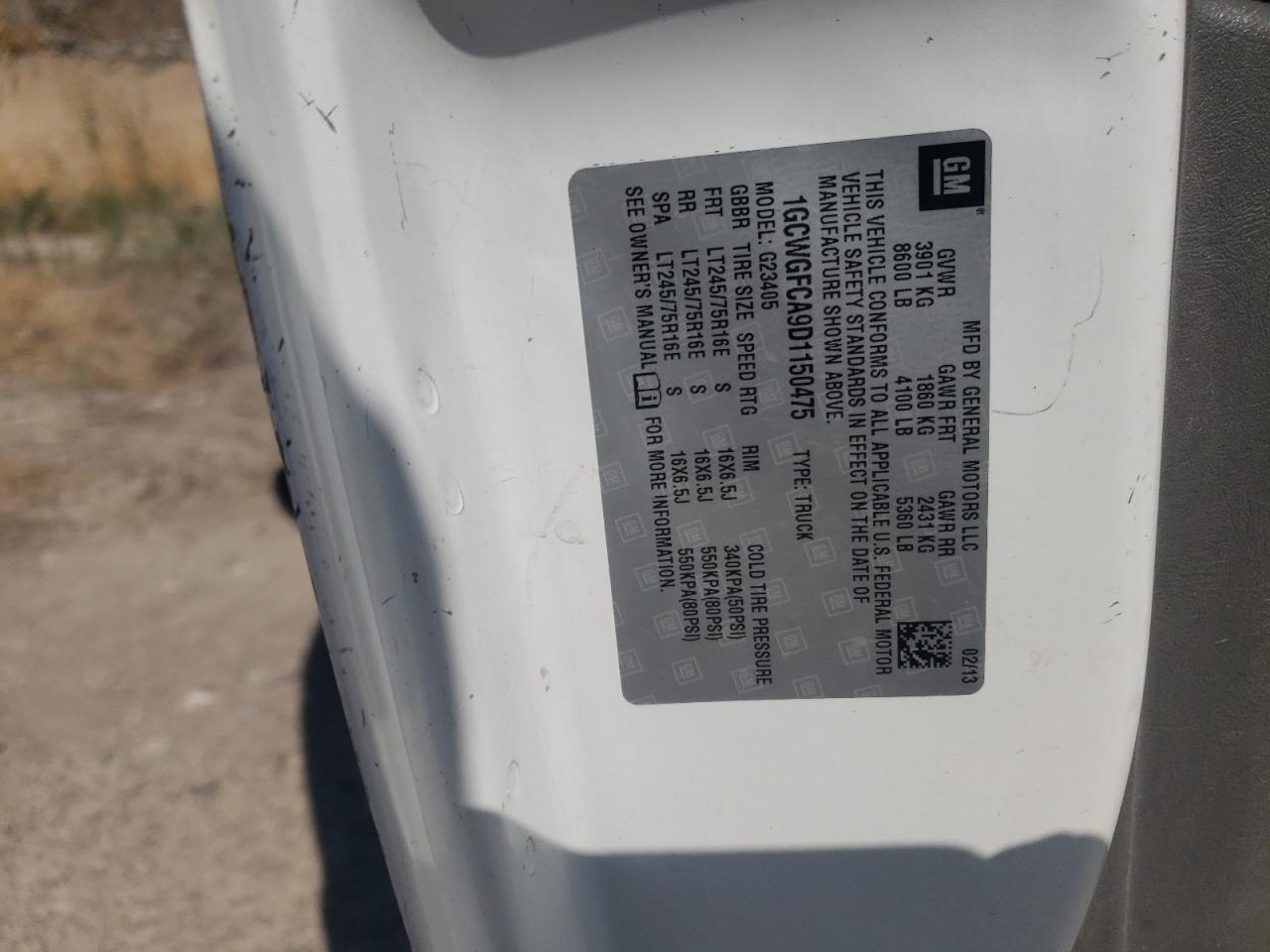 2013 Chevrolet Express G2500 VIN: 1GCWGFCA9D1150475 Lot: 63098484