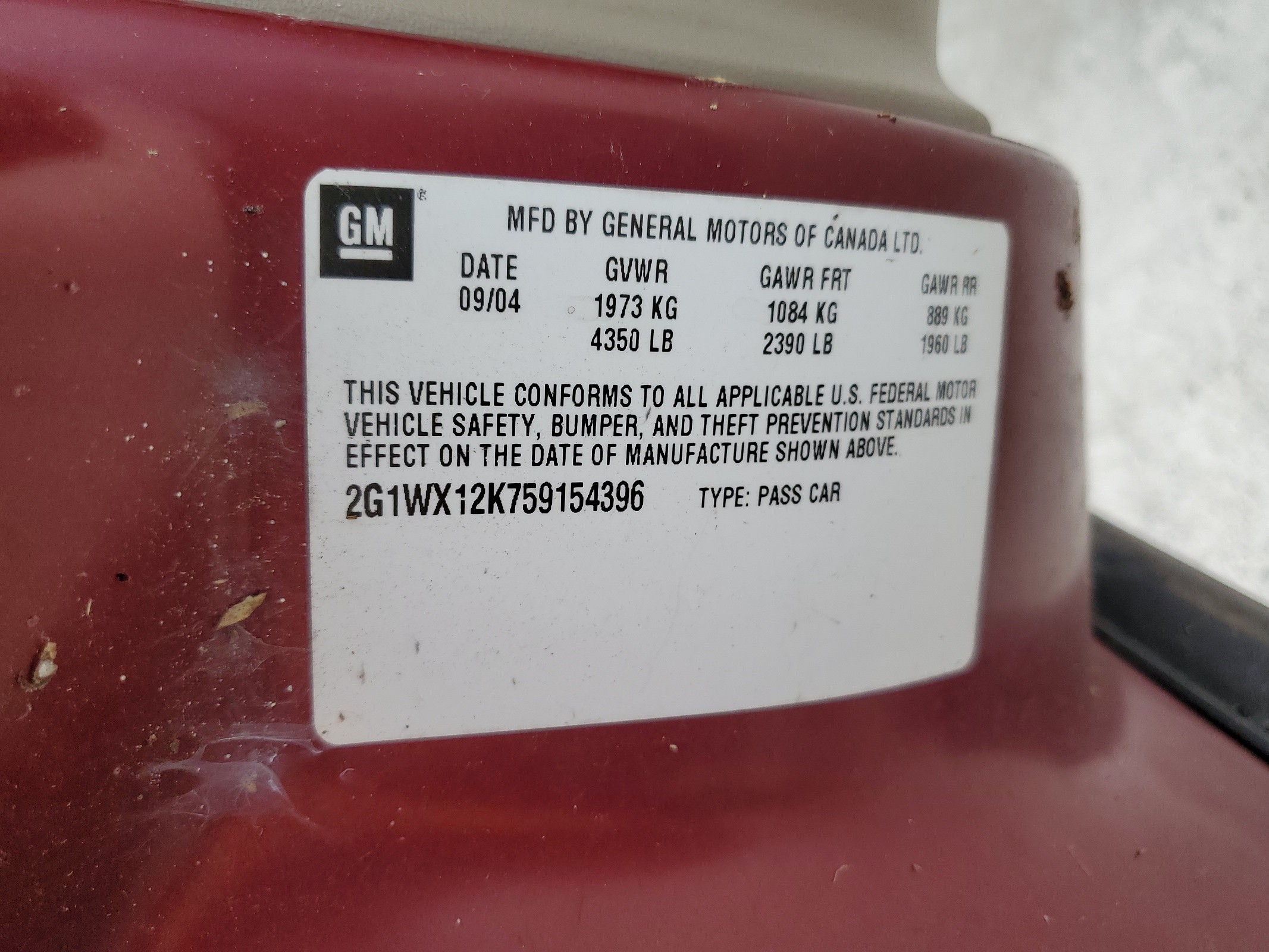 2G1WX12K759154396 2005 Chevrolet Monte Carlo Lt