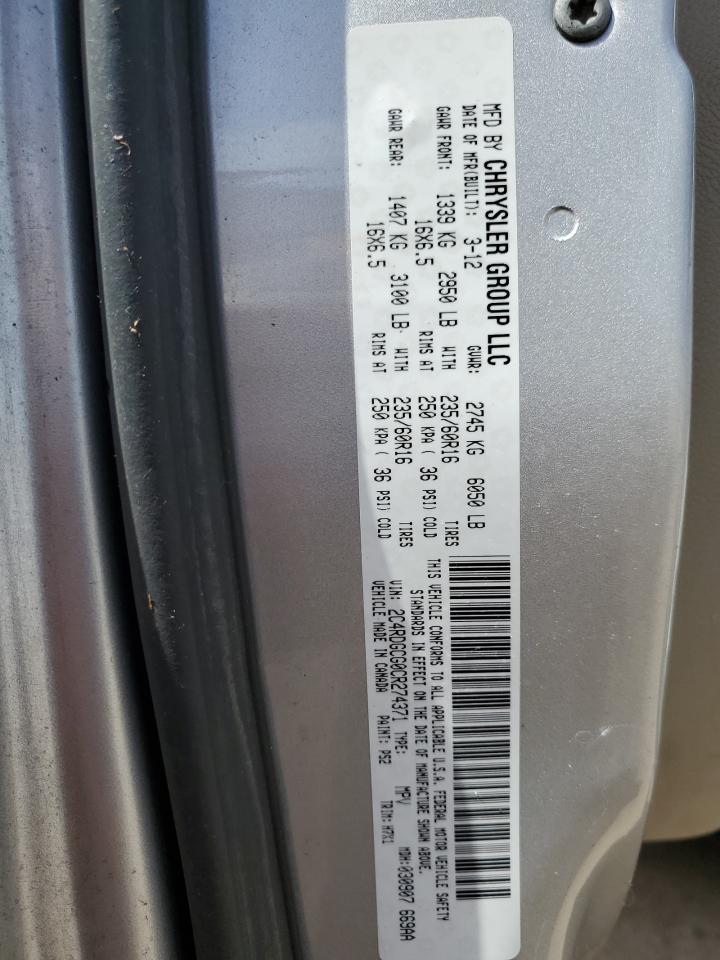 2C4RDGCG0CR274371 2012 Dodge Grand Caravan Sxt