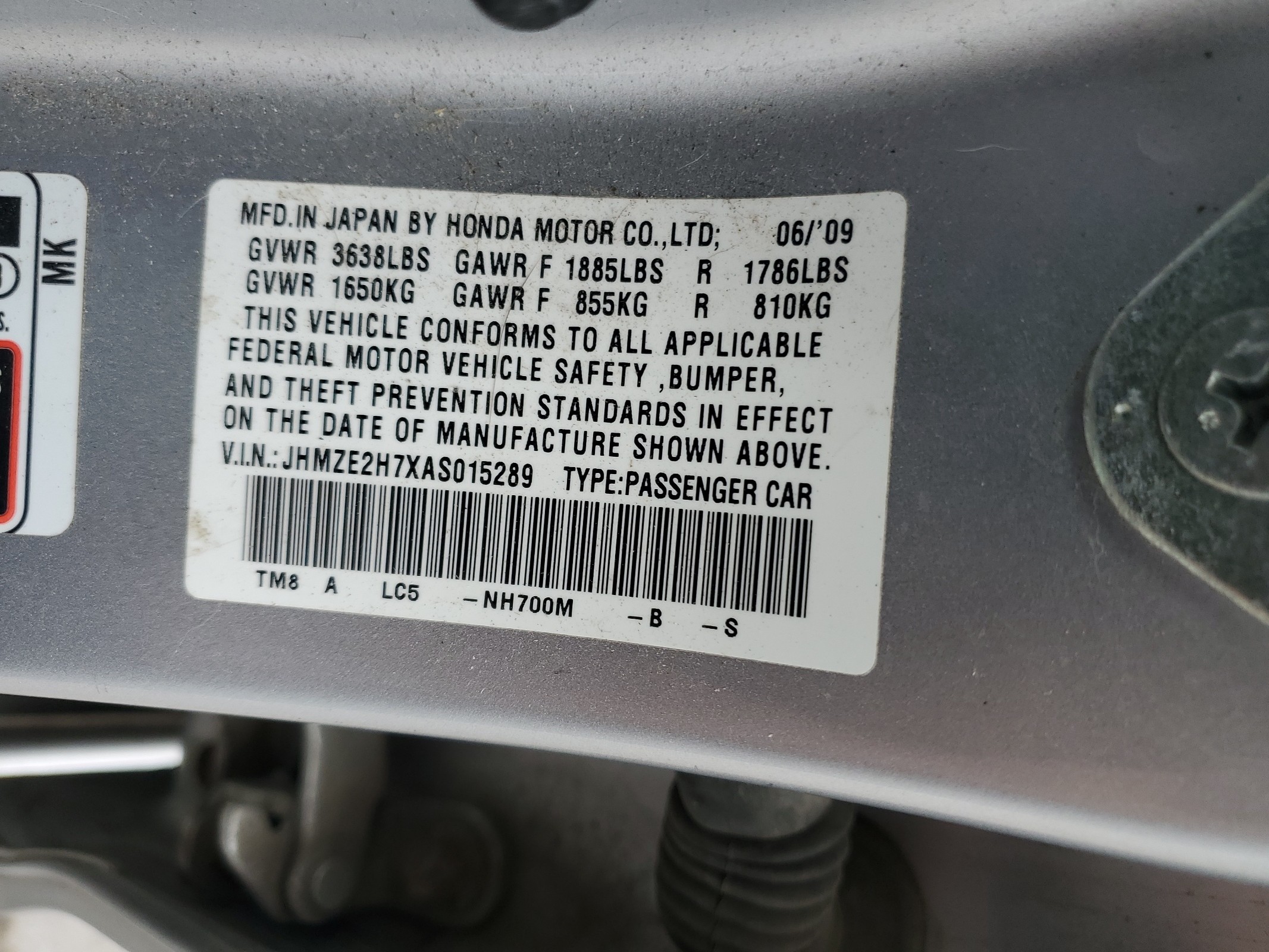 JHMZE2H7XAS015289 2010 Honda Insight Ex