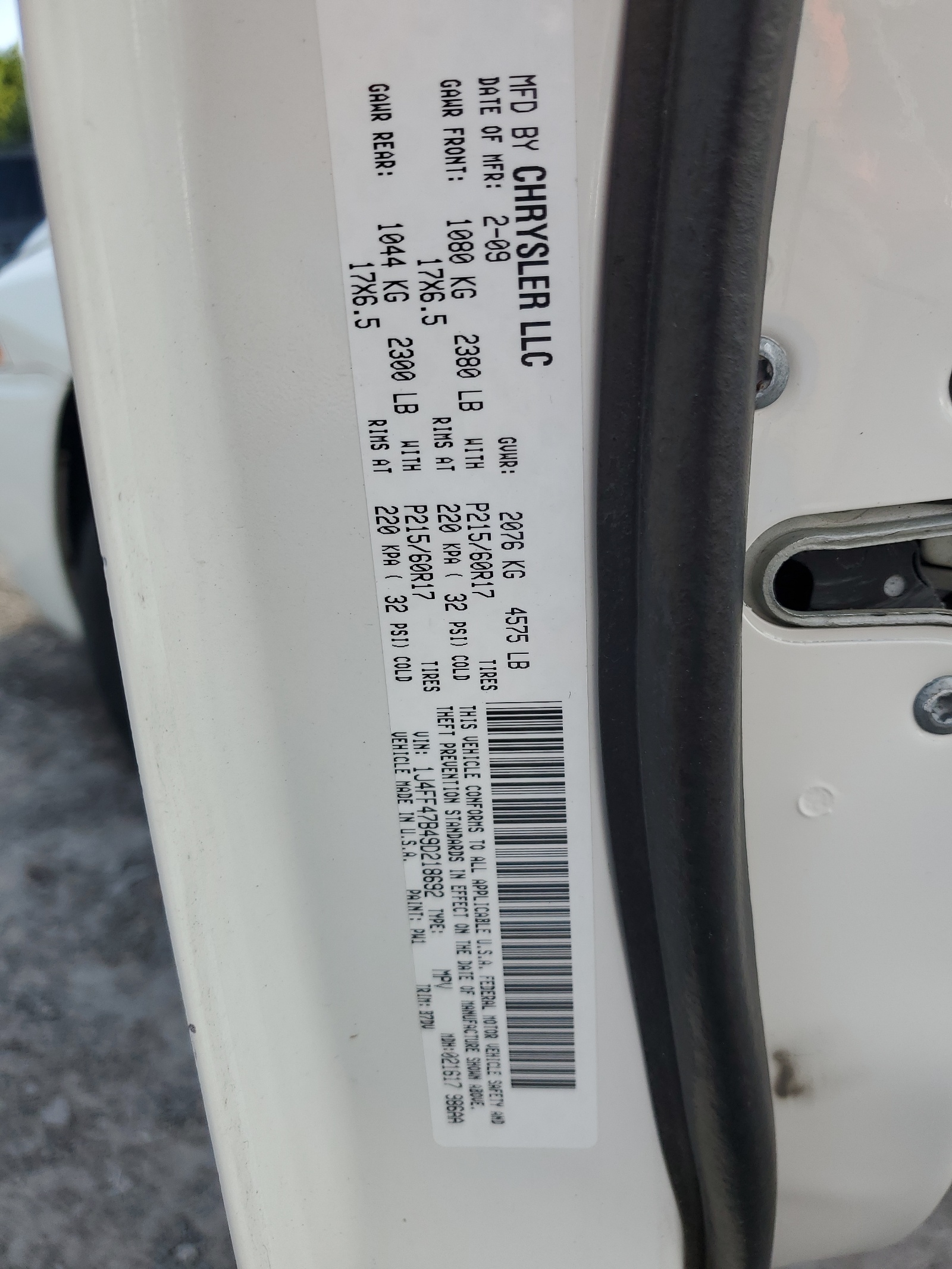 1J4FF47B49D218692 2009 Jeep Compass Sport