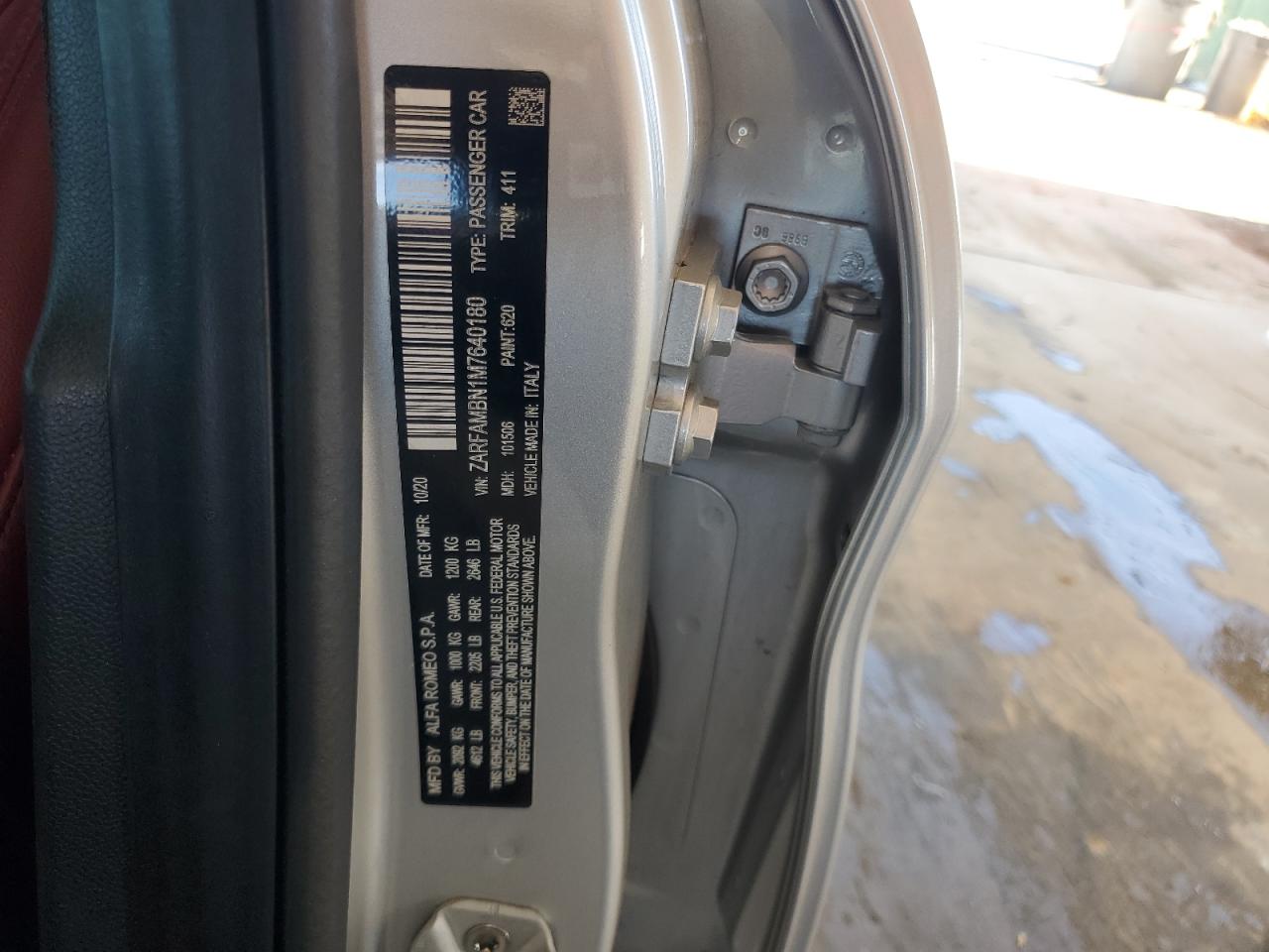 2021 Alfa Romeo Giulia Ti VIN: ZARFAMBN1M7640180 Lot: 61496534