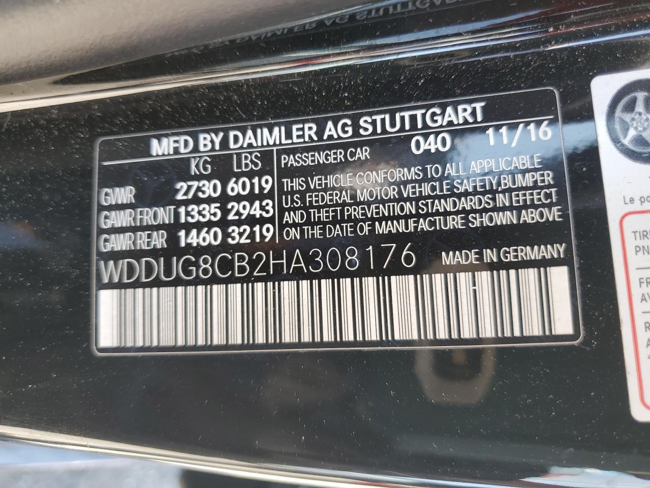 WDDUG8CB2HA308176 2017 Mercedes-Benz S 550