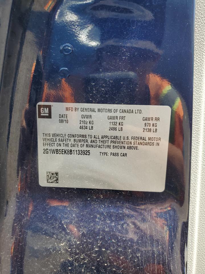 2011 Chevrolet Impala Lt VIN: 2G1WB5EK8B1133925 Lot: 61335464