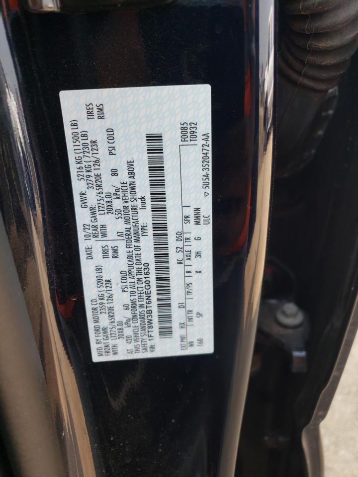 2022 Ford F350 Super Duty VIN: 1FT8W3BT6NEG01630 Lot: 64254034