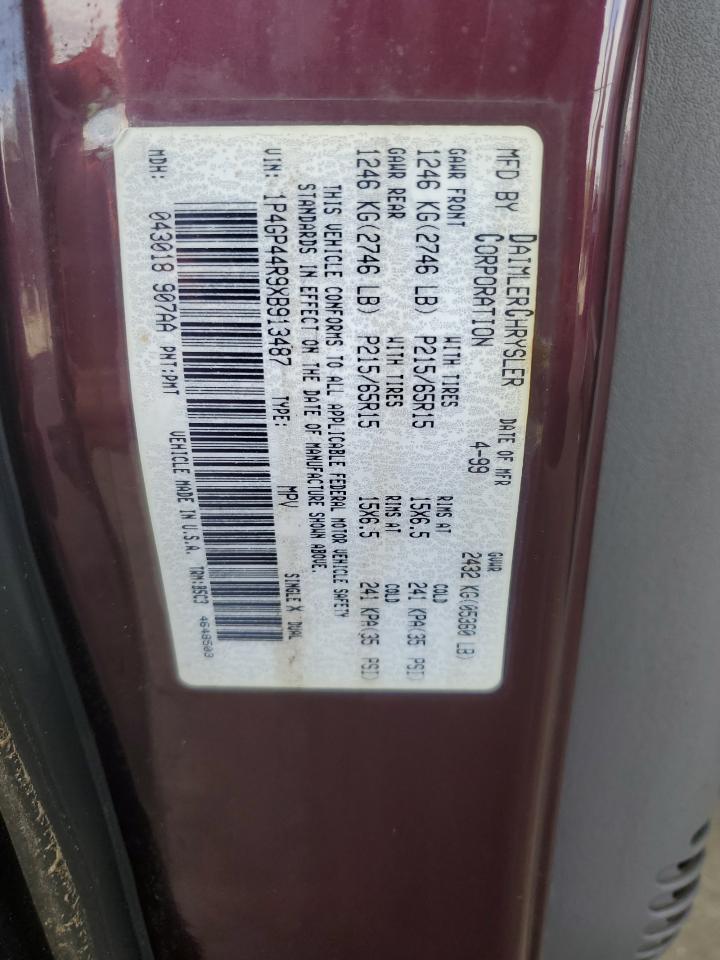 1999 Plymouth Grand Voyager Se VIN: 1P4GP44R9XB913487 Lot: 62123284