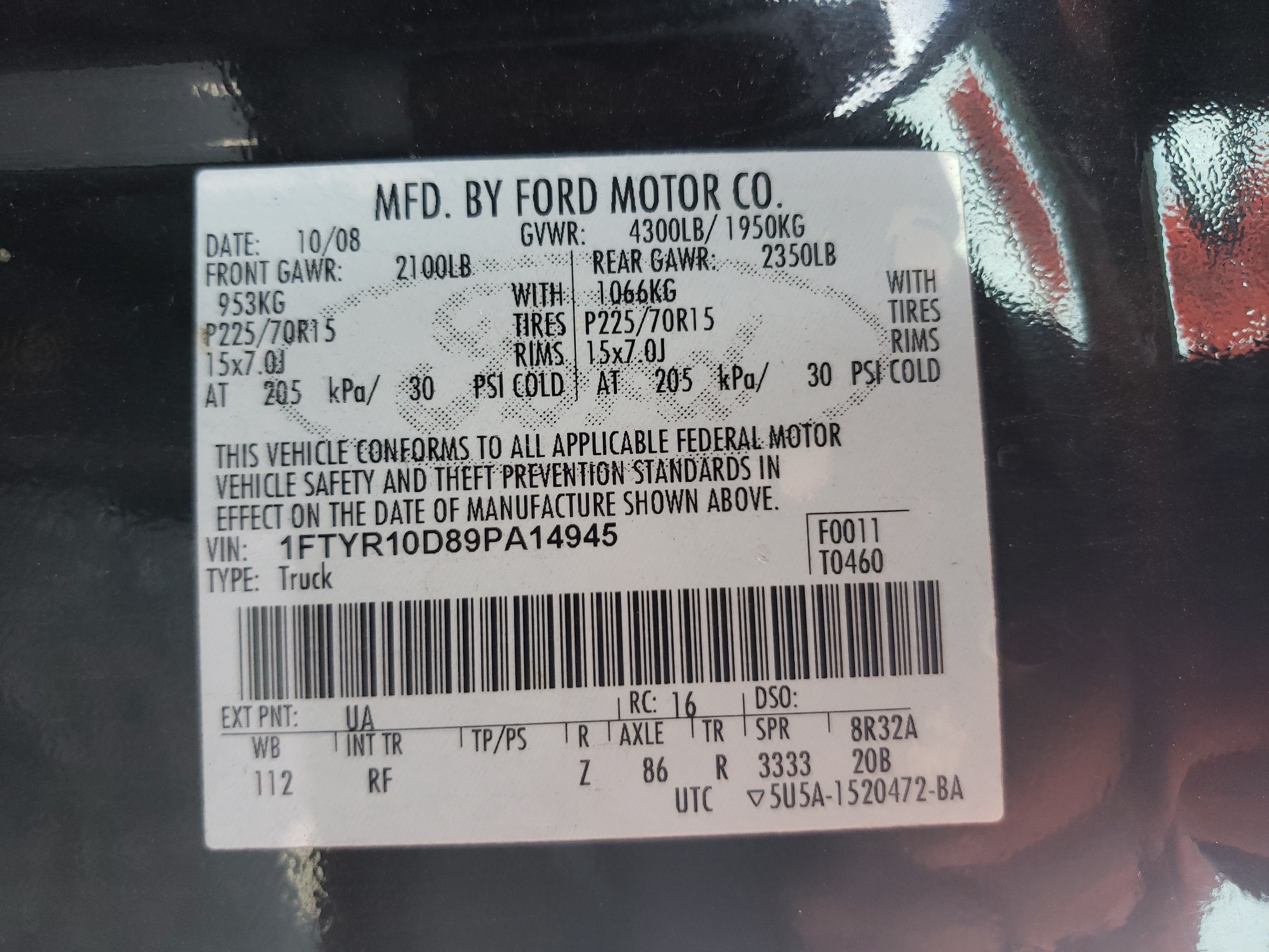 1FTYR10D89PA14945 2009 Ford Ranger