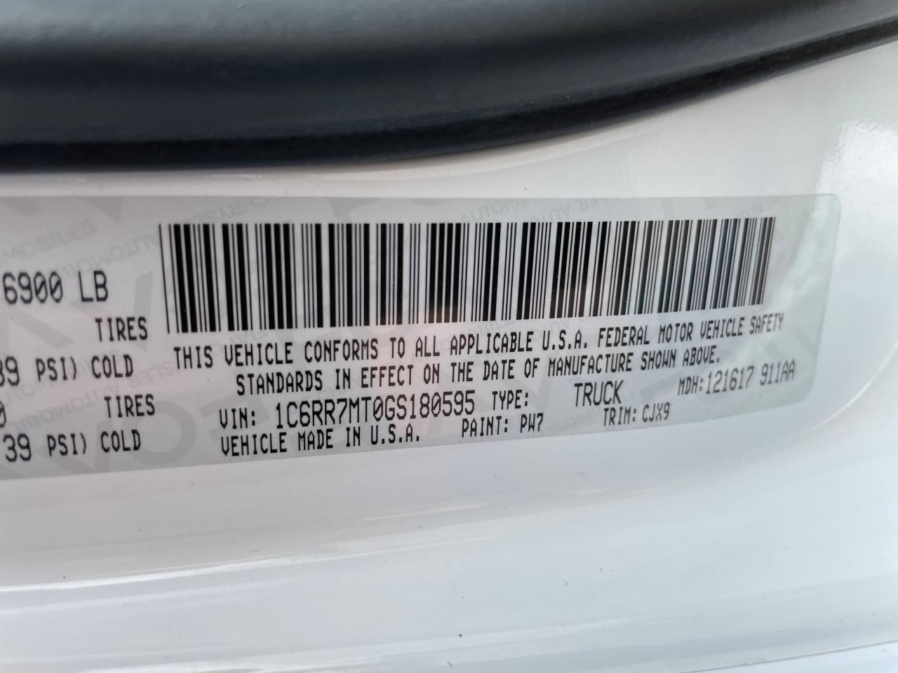 2016 Ram 1500 Sport VIN: 1C6RR7MT0GS180595 Lot: 65057904