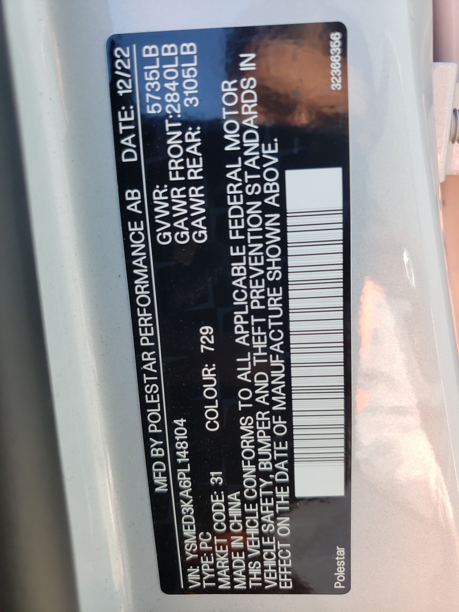 YSMED3KA6PL148104 2023 Polestar 2