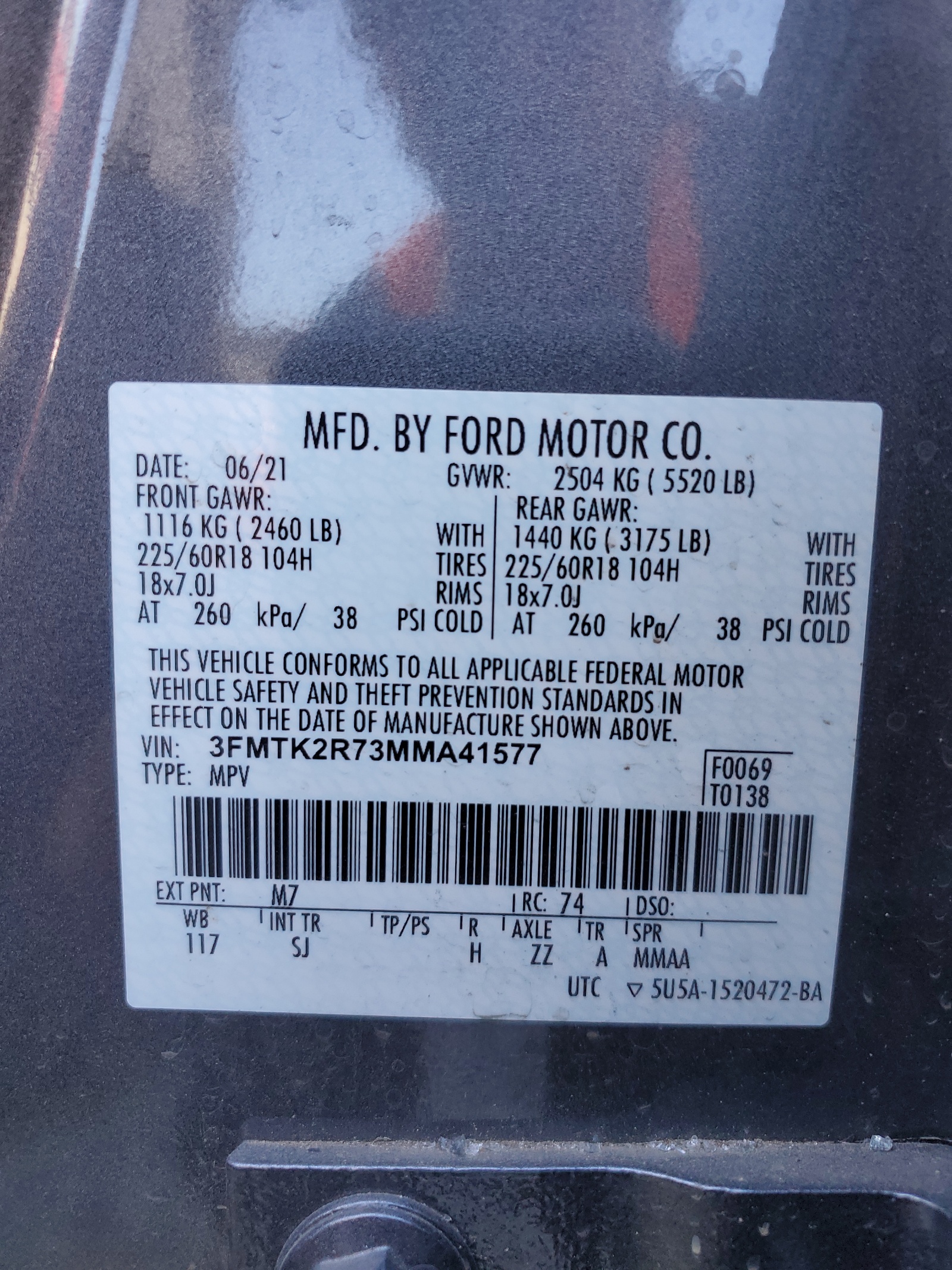 3FMTK2R73MMA41577 2021 Ford Mustang Mach-E California Route 1