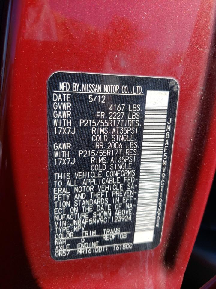 2012 Nissan Juke S VIN: JN8AF5MV9CT123924 Lot: 64656504