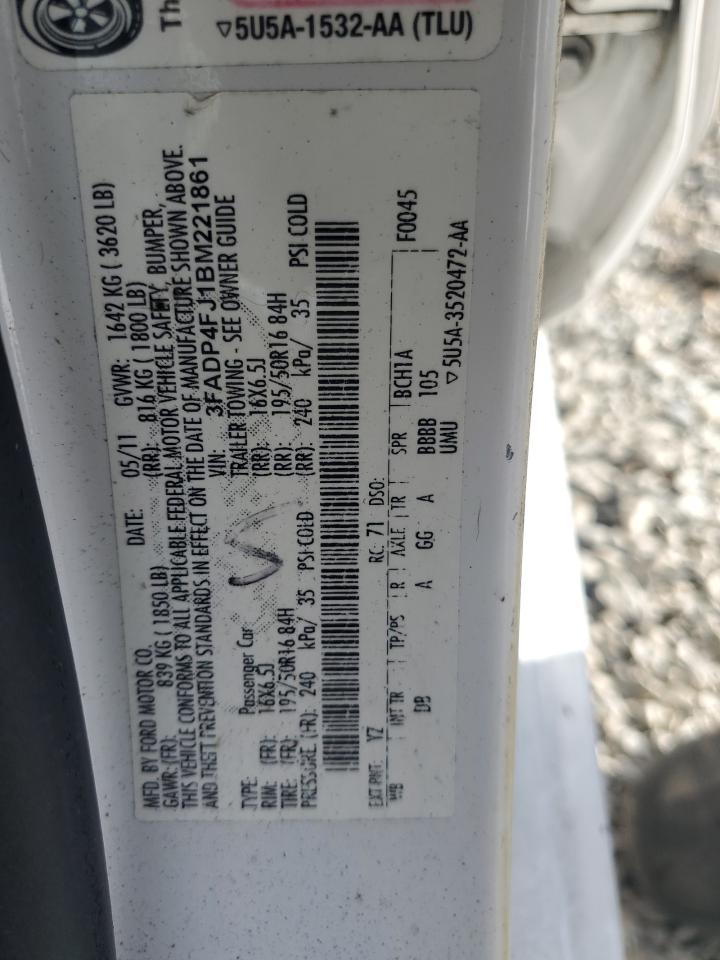 2011 Ford Fiesta Ses VIN: 3FADP4FJ1BM221861 Lot: 64461814