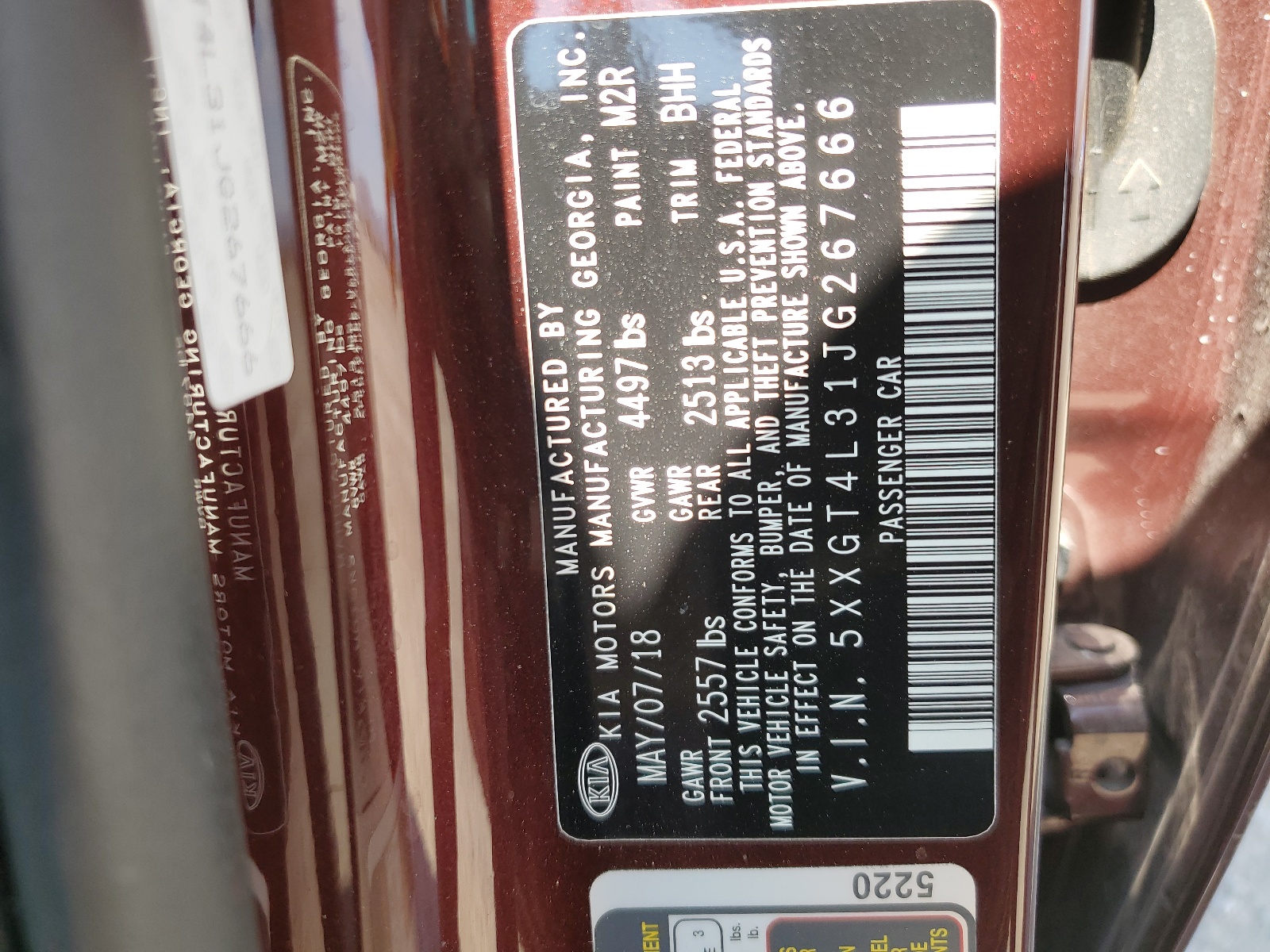 5XXGT4L31JG267666 2018 Kia Optima Lx