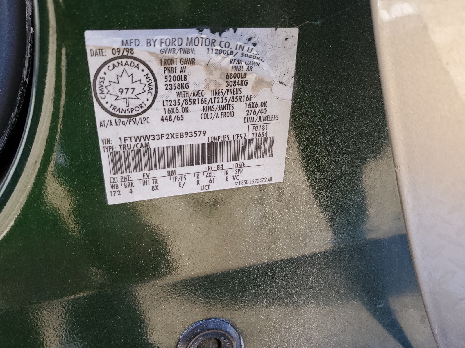 1FTWW33F2XEB93579 1999 Ford F350 Super Duty