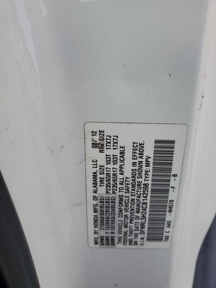 2012 Honda Odyssey Lx VIN: 5FNRL5H24CB142598 Lot: 61819554