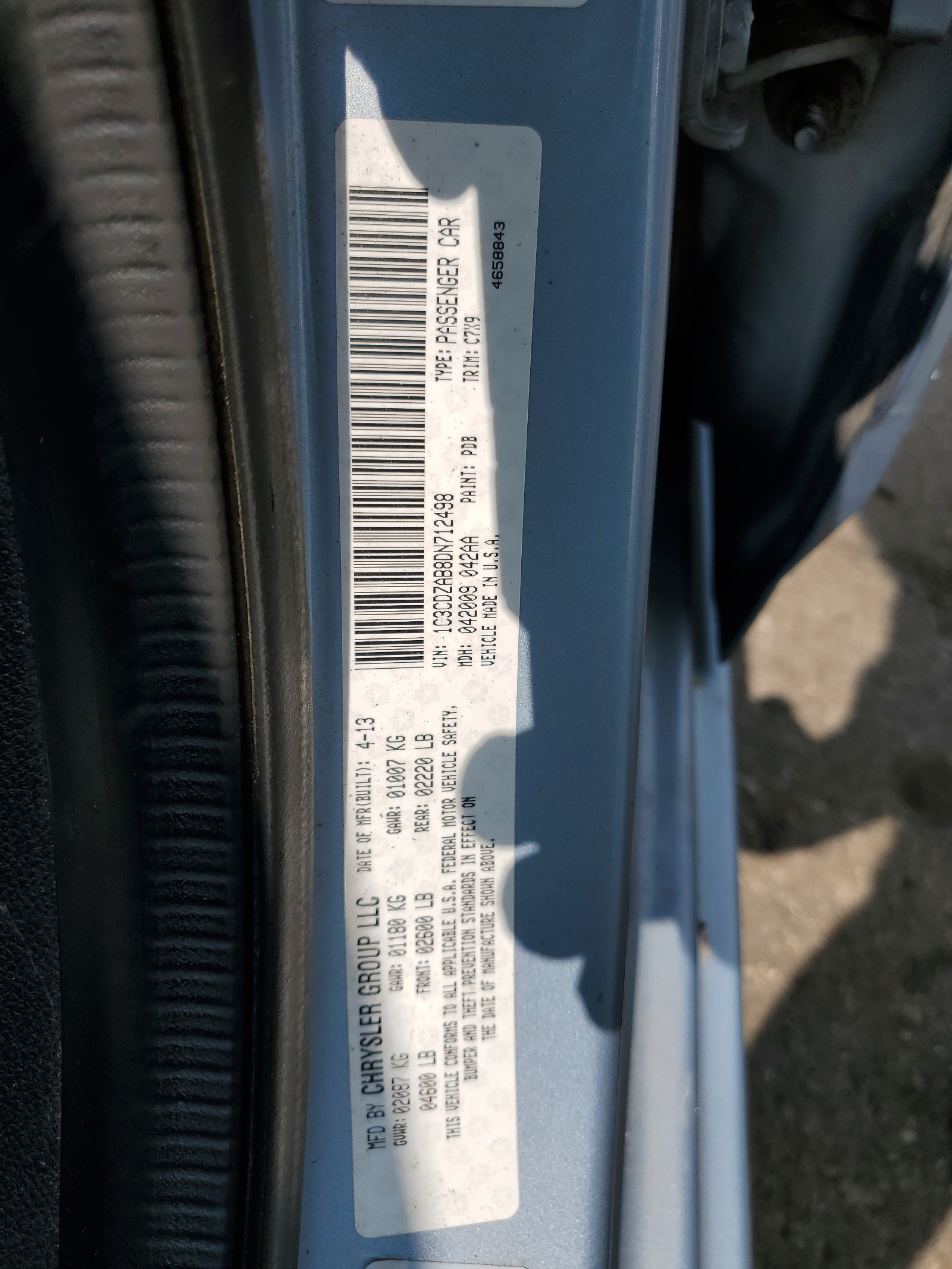 1C3CDZAB8DN712498 2013 Dodge Avenger Se