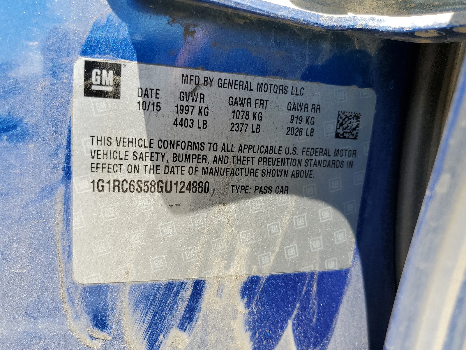 1G1RC6S58GU124880 2016 Chevrolet Volt Lt