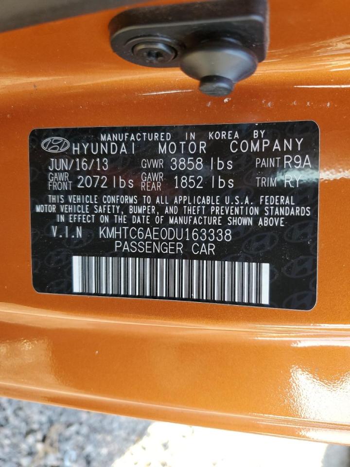 2013 Hyundai Veloster Turbo VIN: KMHTC6AE0DU163338 Lot: 63090534