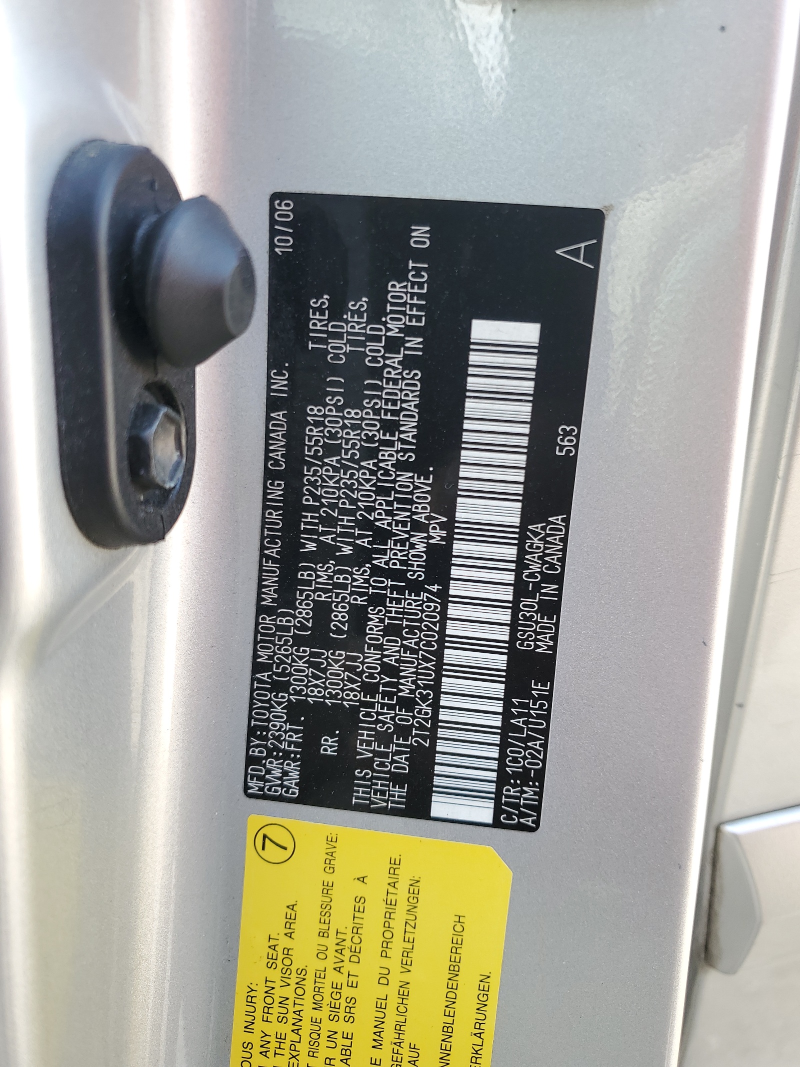 2T2GK31UX7C020974 2007 Lexus Rx 350