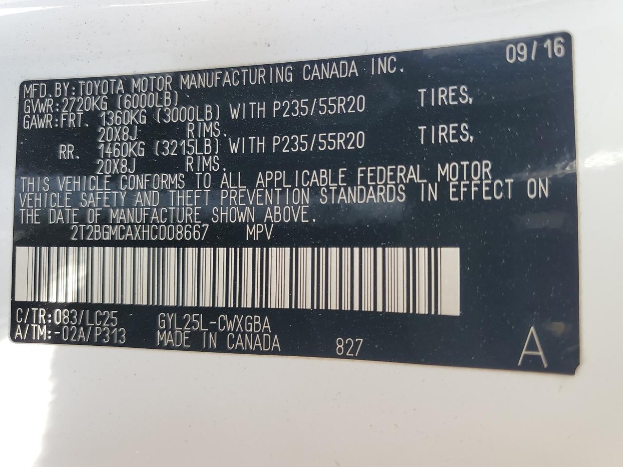 2017 Lexus Rx 450H Base VIN: 2T2BGMCAXHC008667 Lot: 64097494