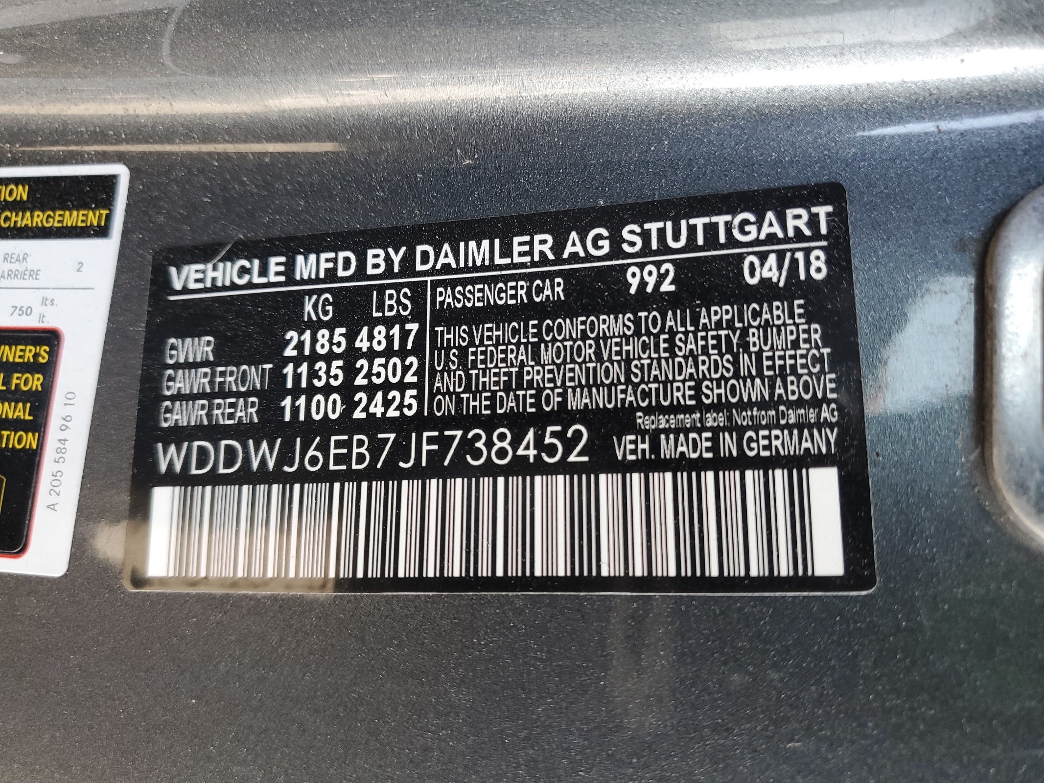WDDWJ6EB7JF738452 2018 Mercedes-Benz C 43 4Matic Amg