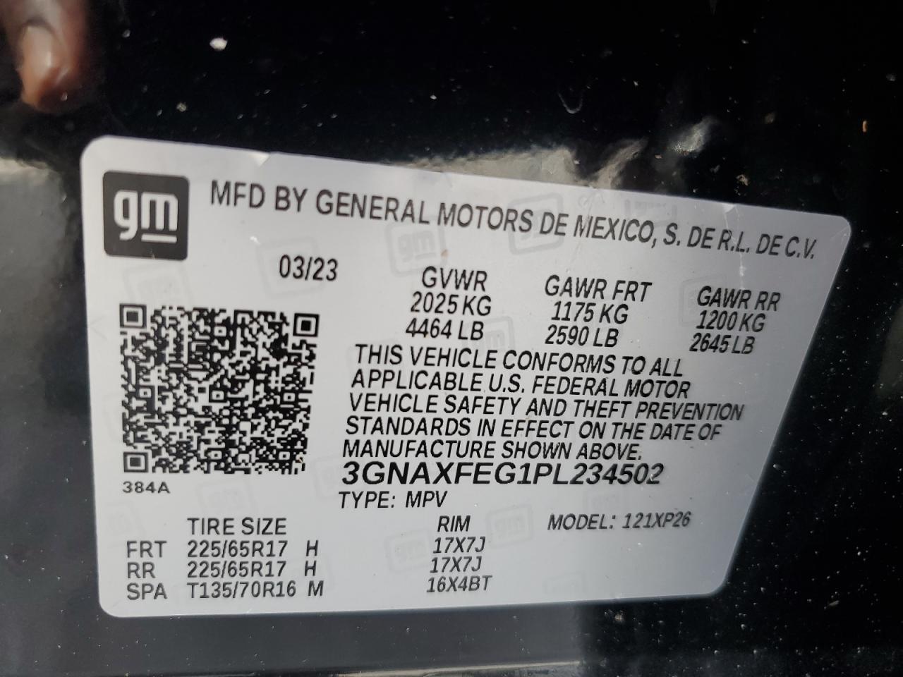 3GNAXFEG1PL234502 2023 Chevrolet Equinox Ls