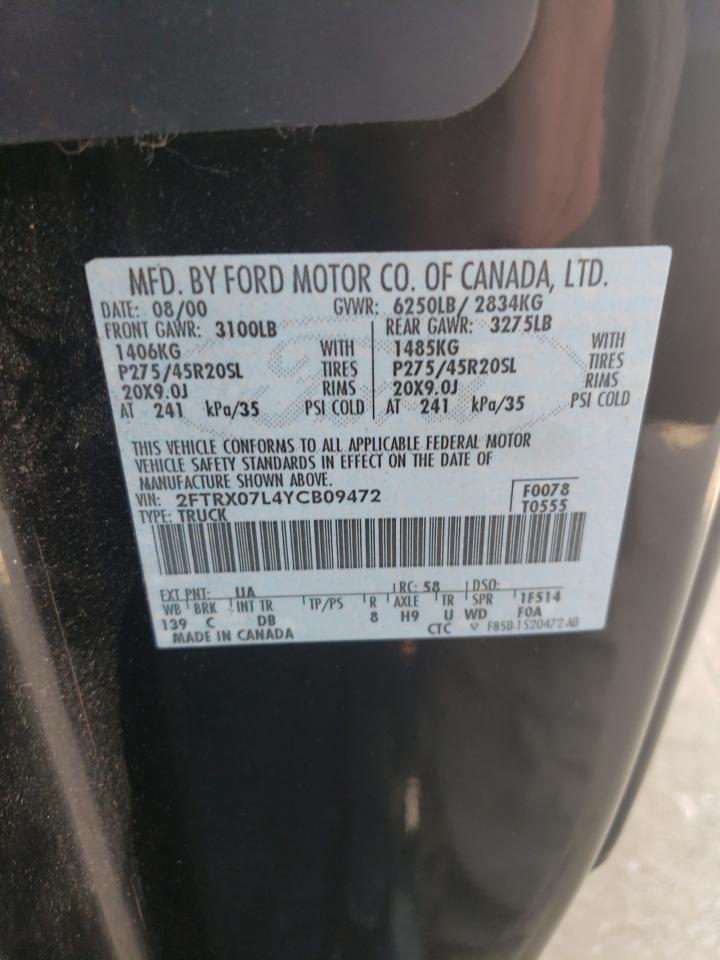 2000 Ford F150 VIN: 2FTRX07L4YCB09472 Lot: 64648914