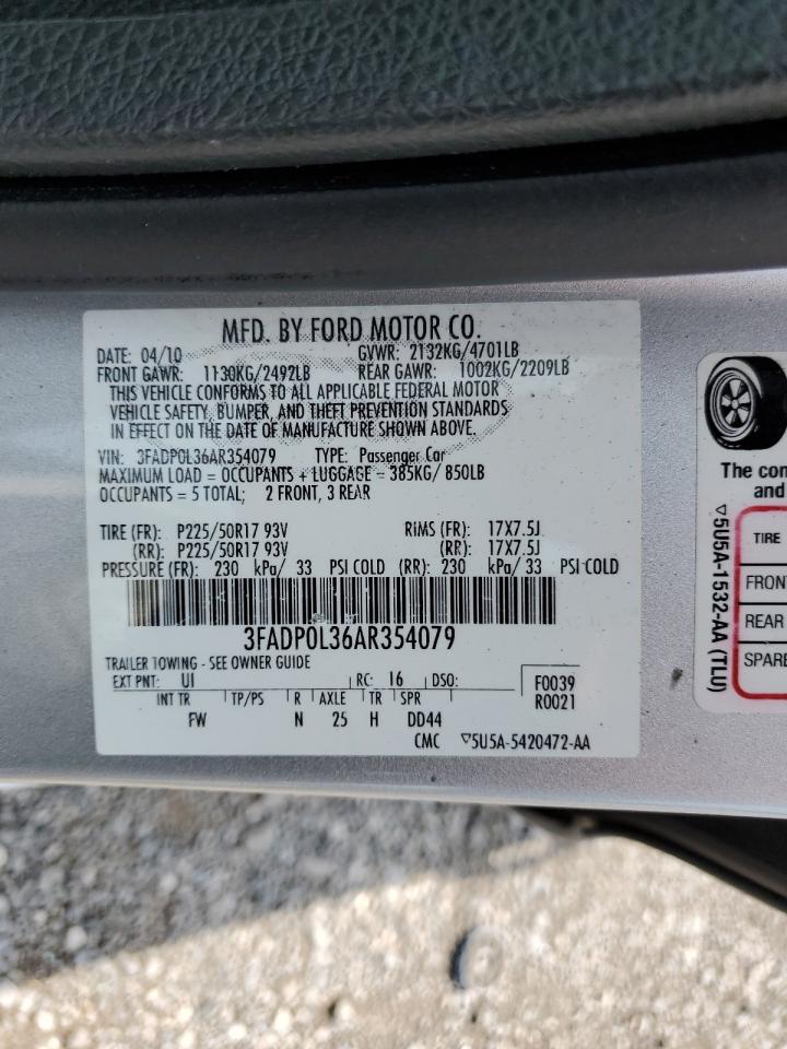 2010 Ford Fusion Hybrid VIN: 3FADP0L36AR354079 Lot: 64368154