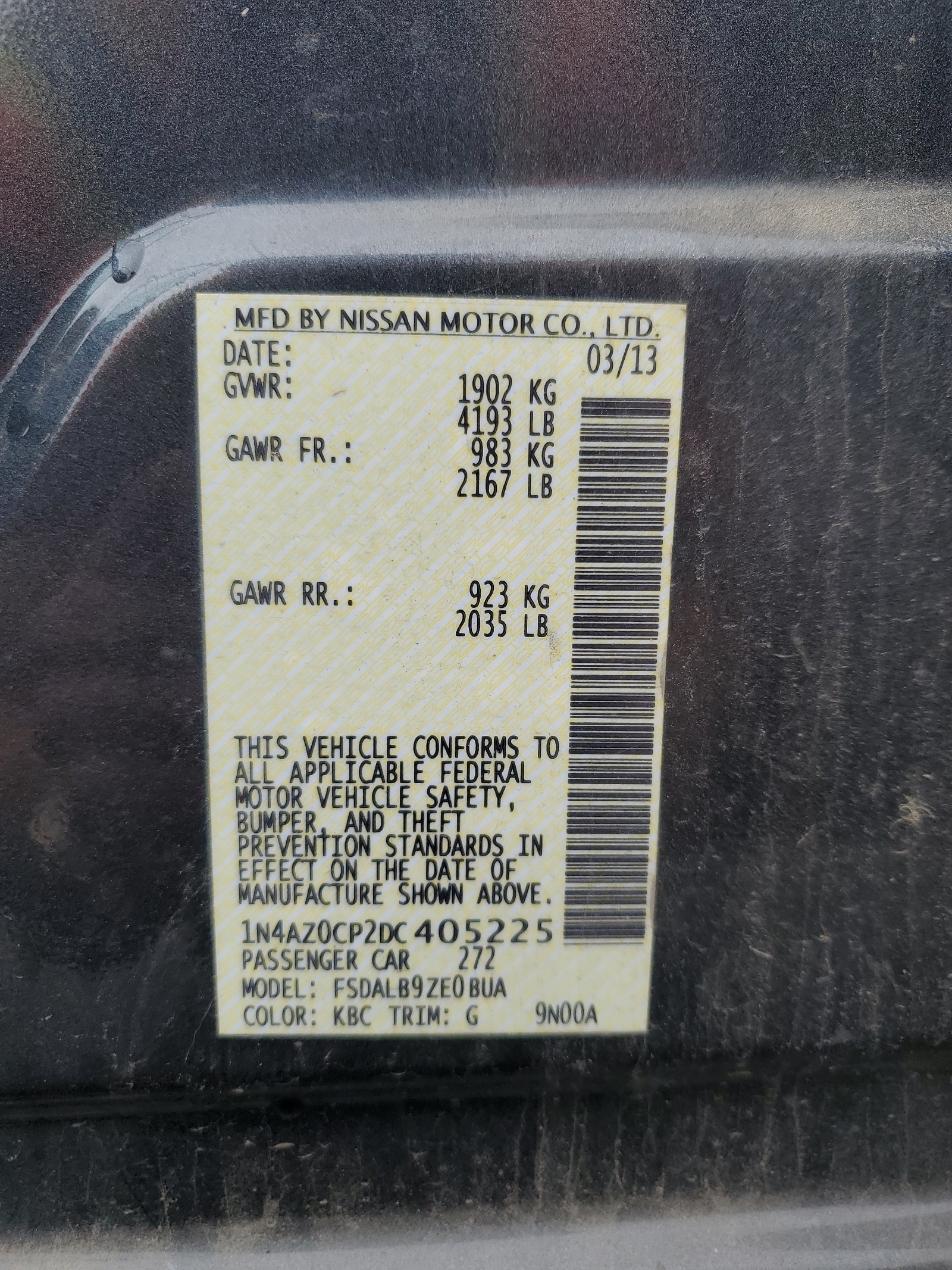 1N4AZ0CP2DC405225 2013 Nissan Leaf S