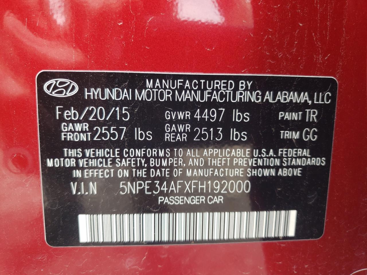 2015 Hyundai Sonata Sport VIN: 5NPE34AFXFH192000 Lot: 62675804