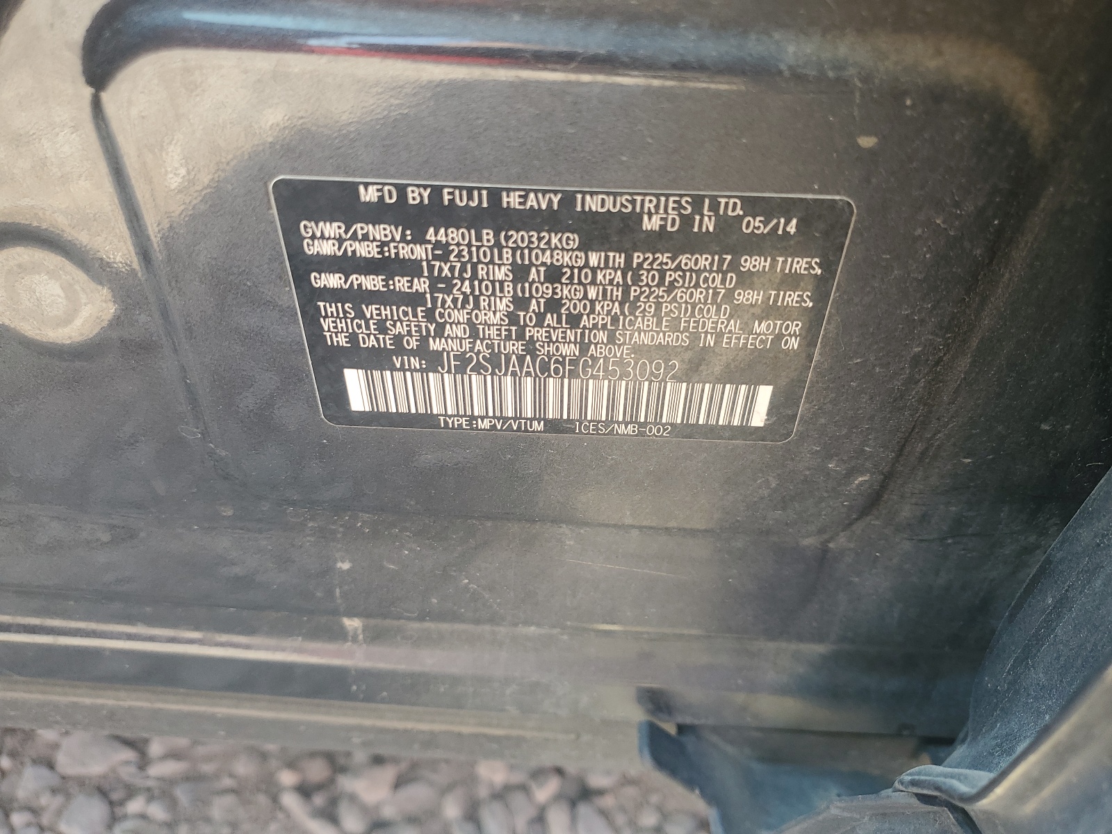 JF2SJAAC6FG453092 2015 Subaru Forester 2.5I